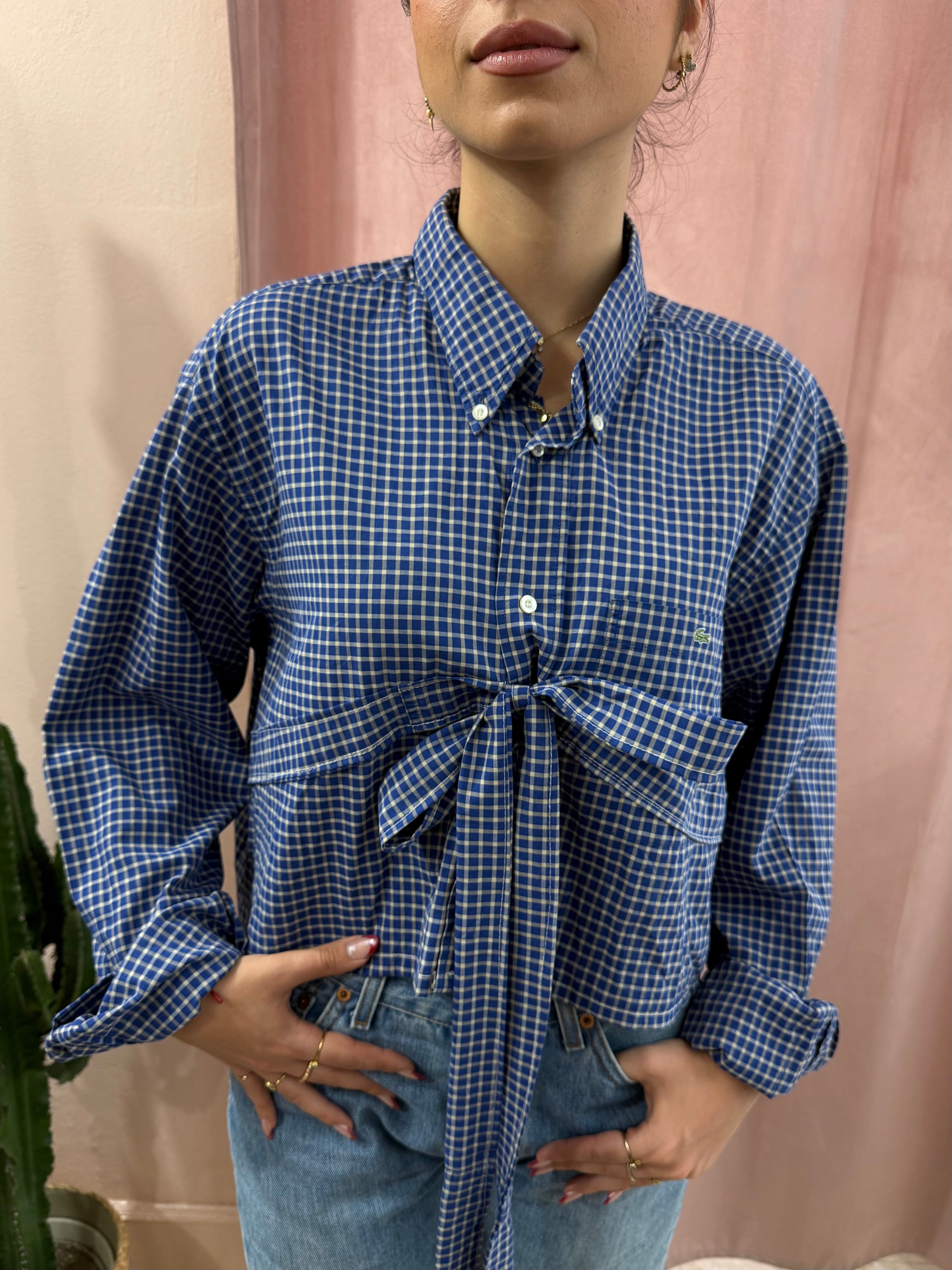 Camicia Lacoste upcycling quadretti blu