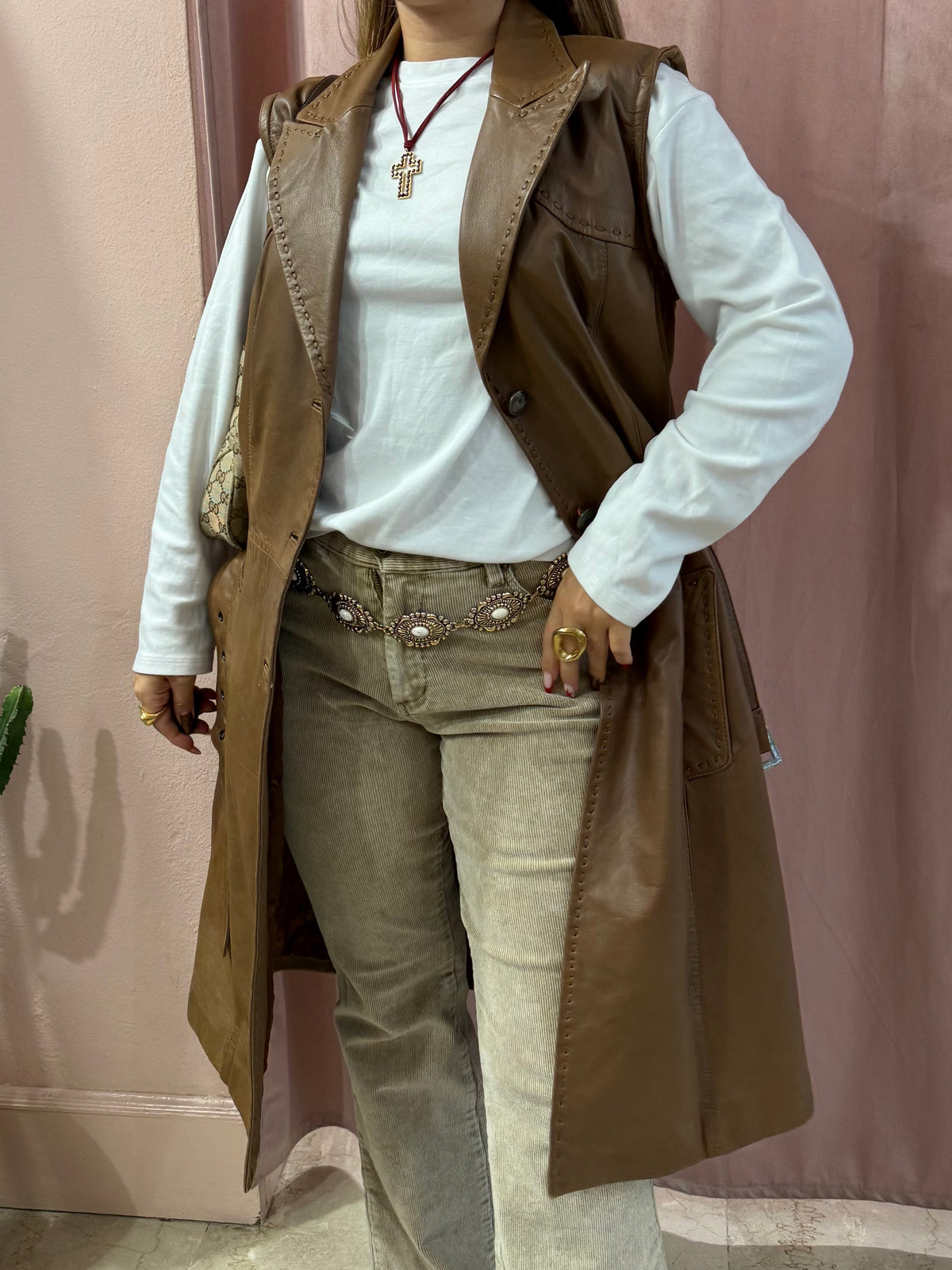Smanicato in vera pelle biscotto