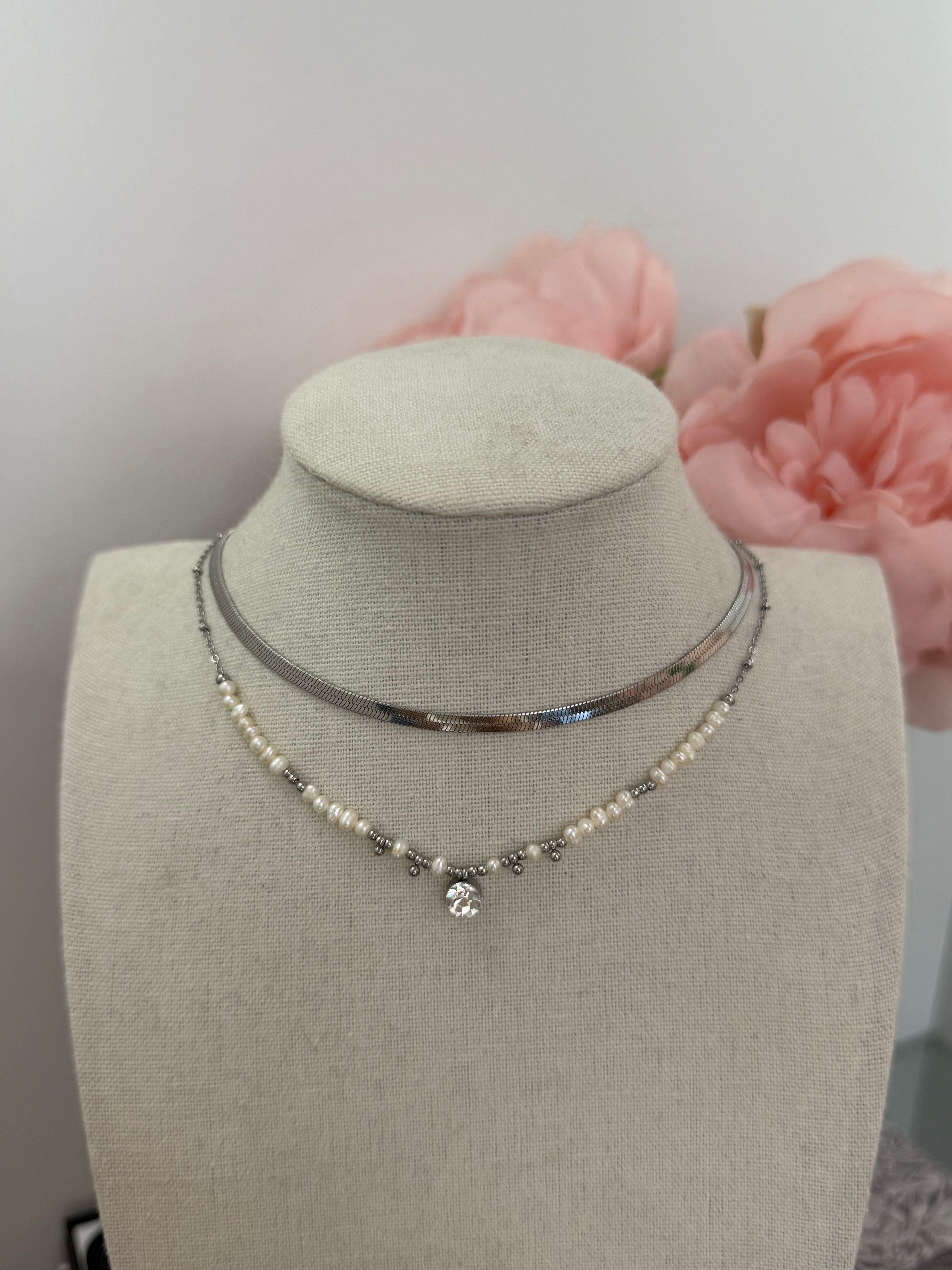 Collana con perle punto luce