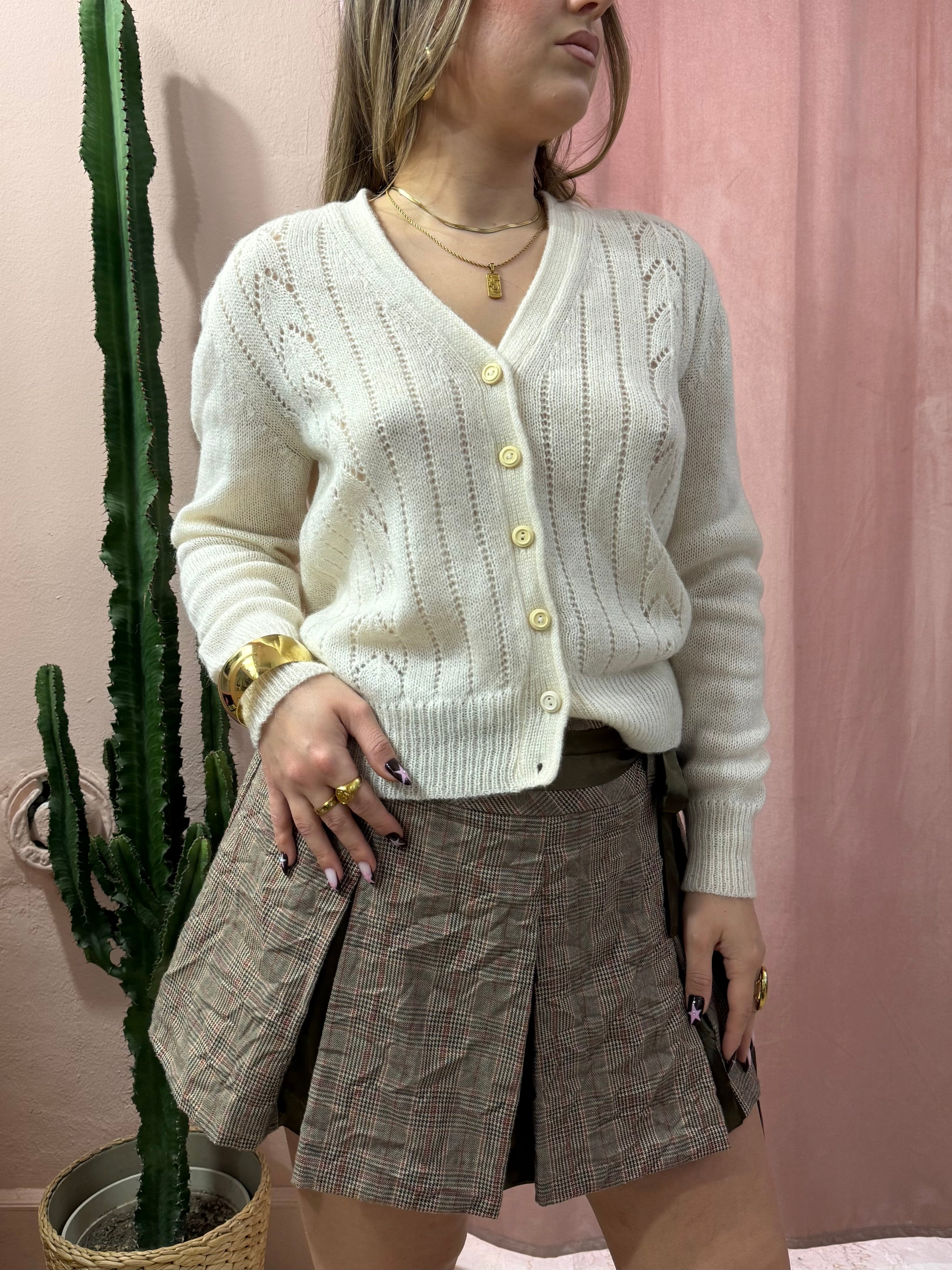 Cardigan panna in lana