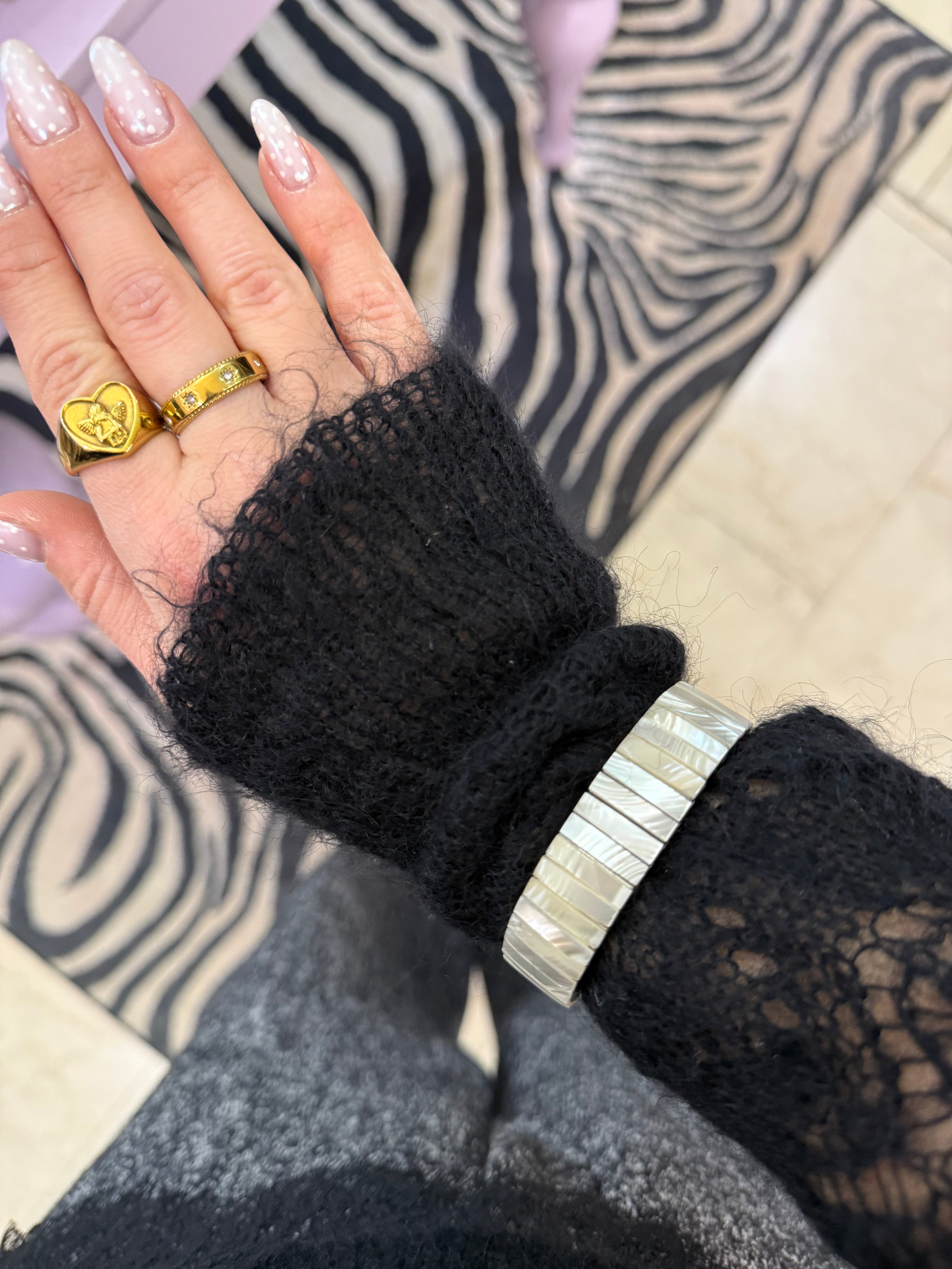 Bracciale vintage elastico in madreperla