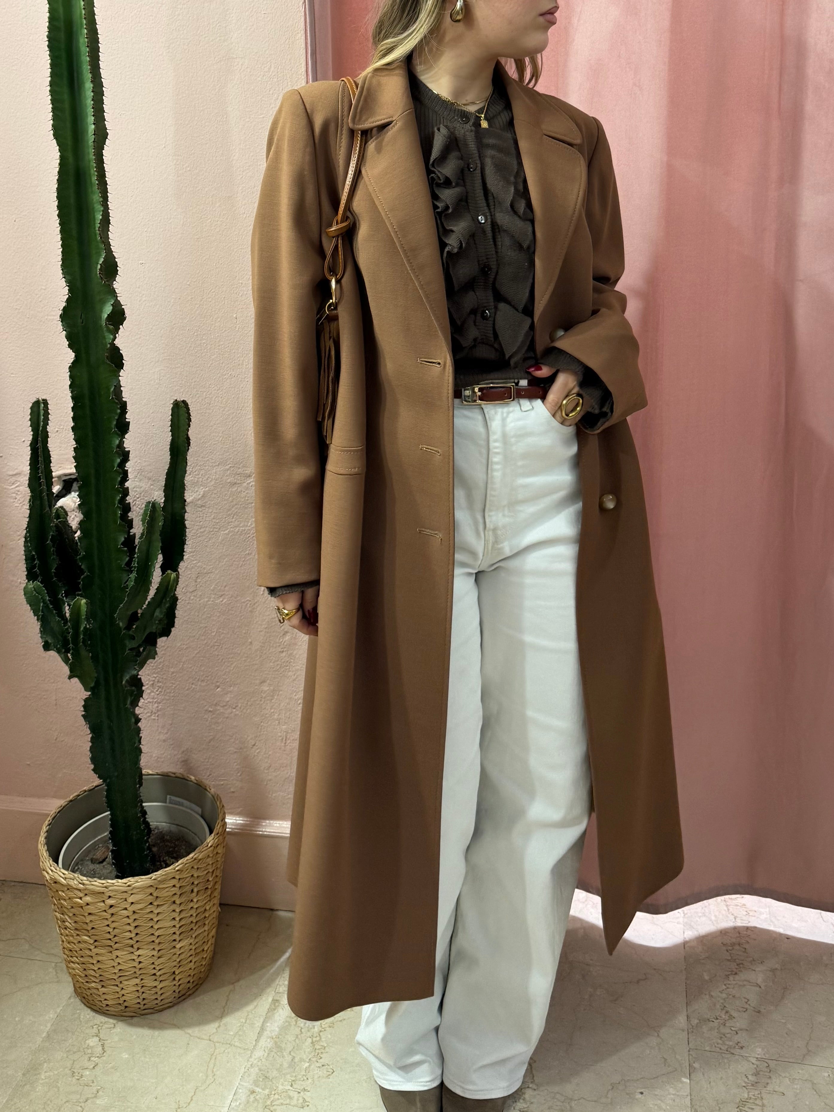 Cappotto vintage lungo tabacco