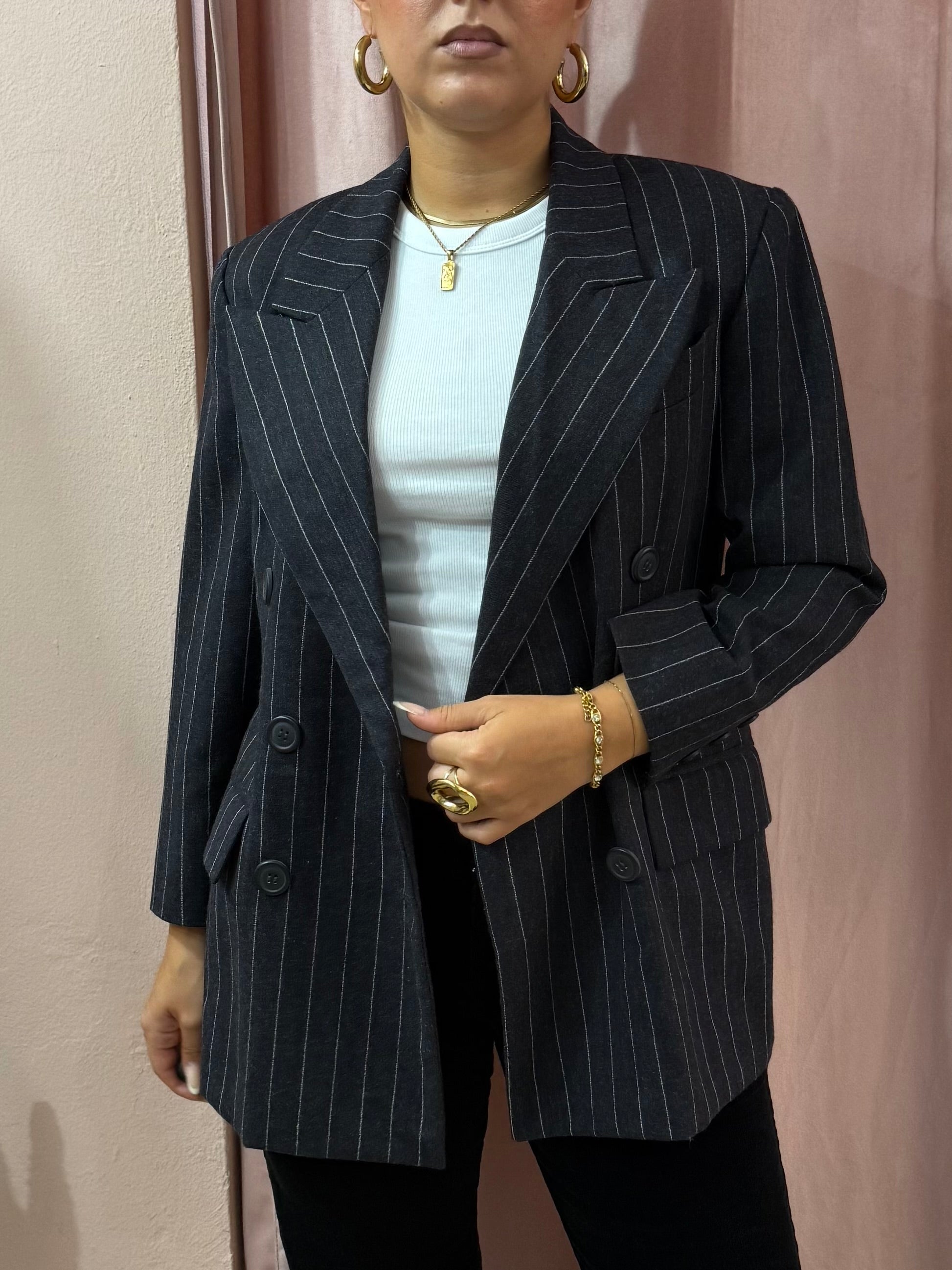 Blazer Pierre Balmain gessato antracite