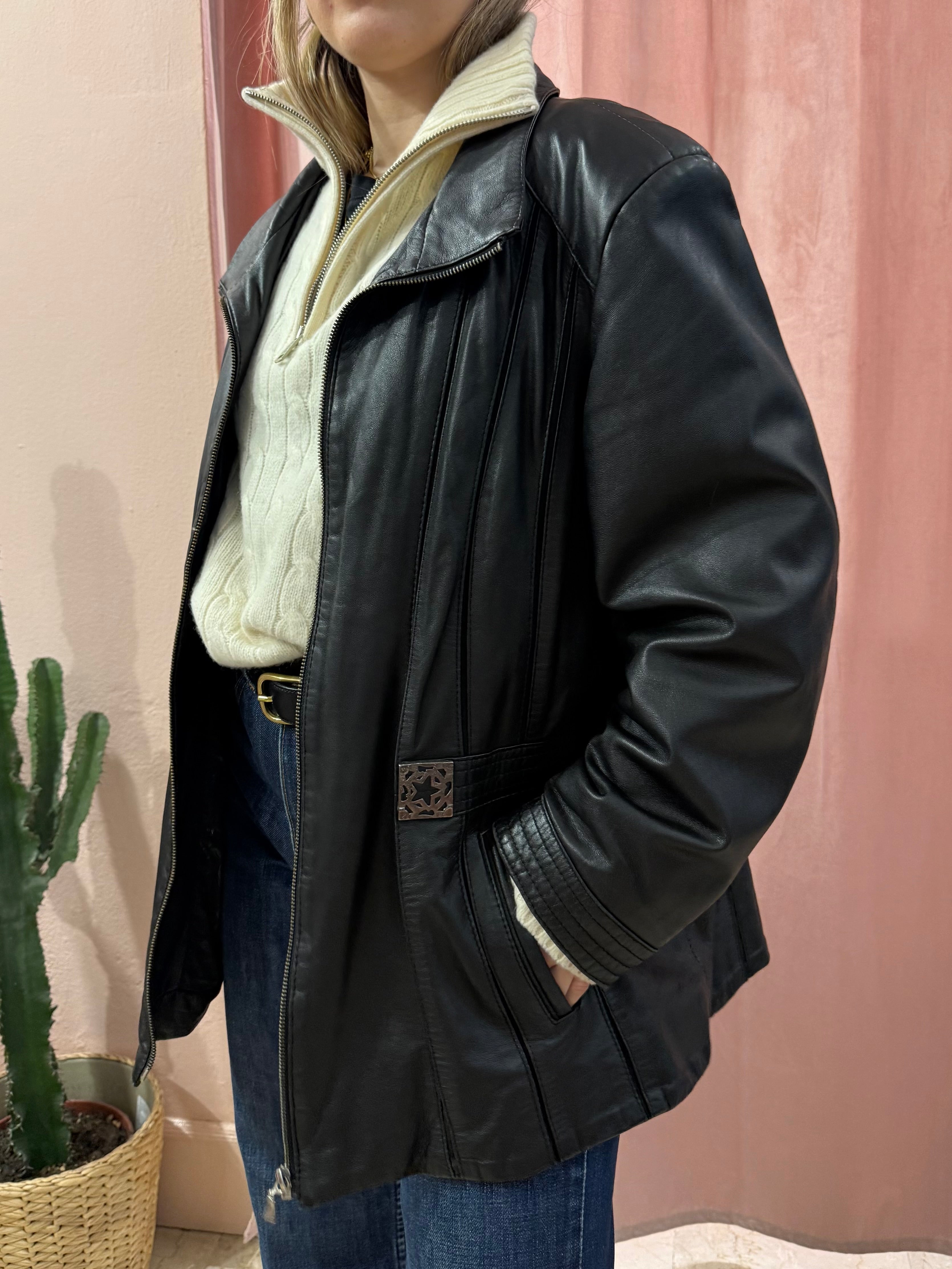 Giacca in pelle con zip