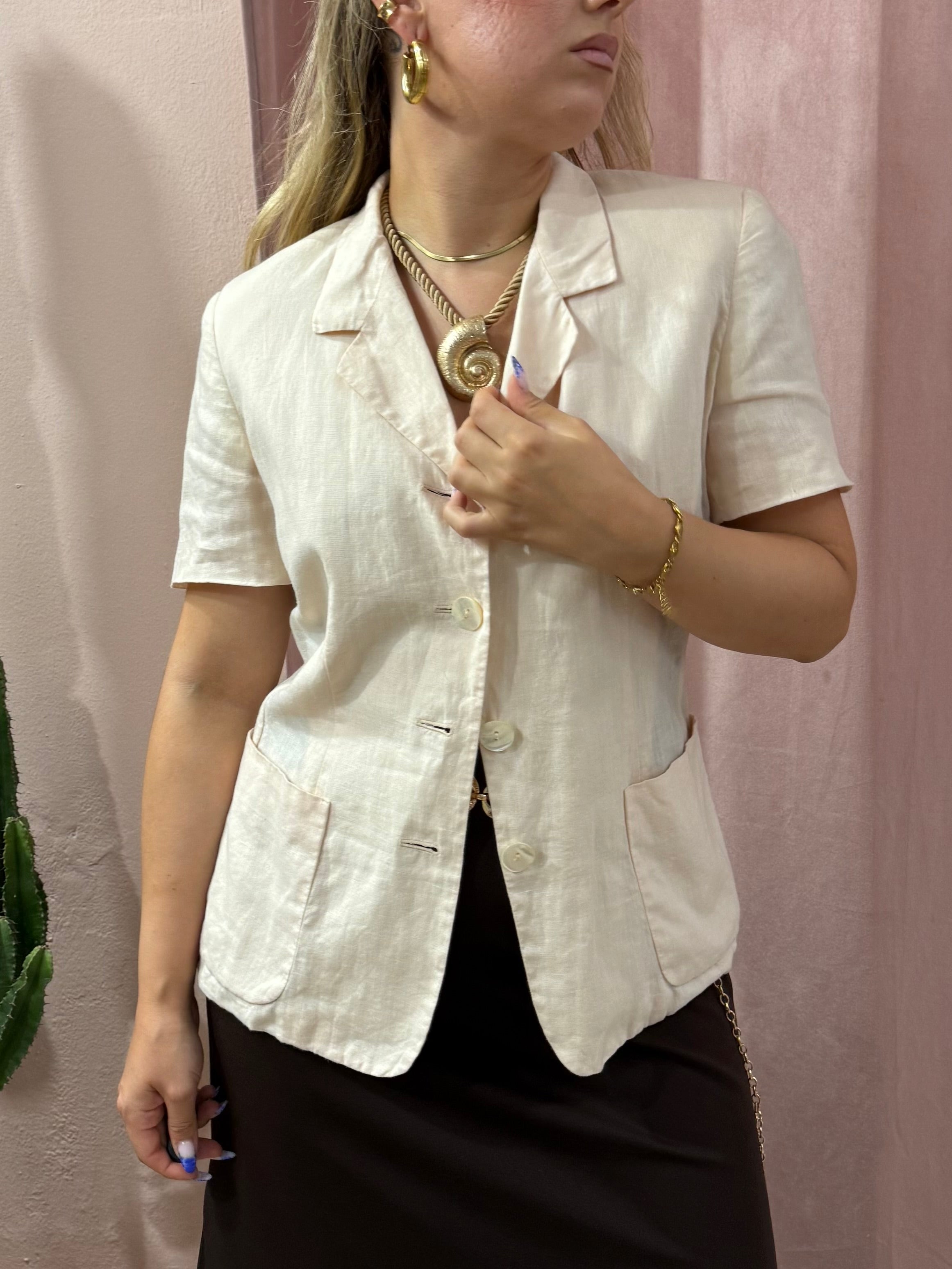 Blazer Max Mara rosa cipria in puro lino
