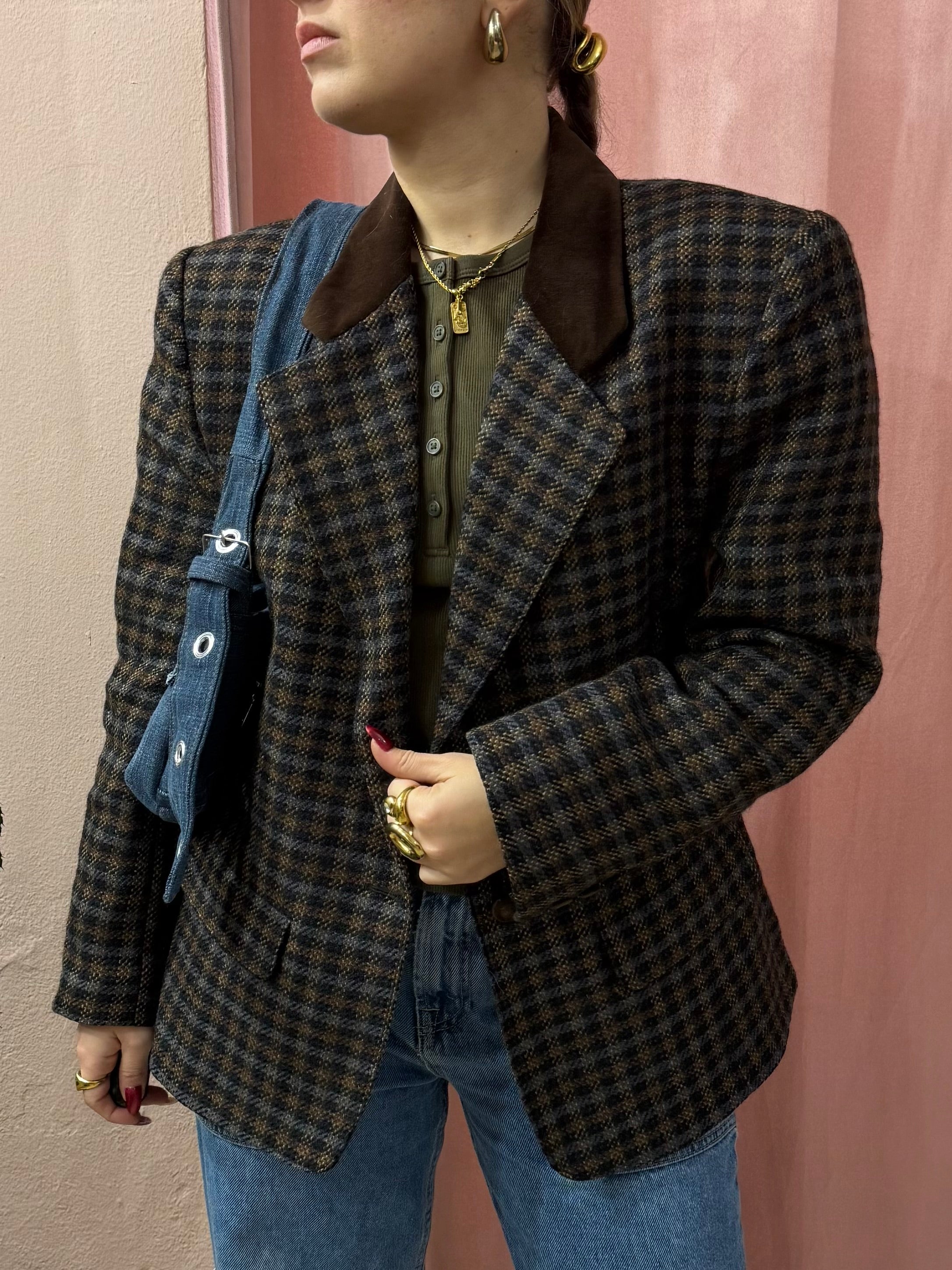 Blazer vintage in lana a quadretti