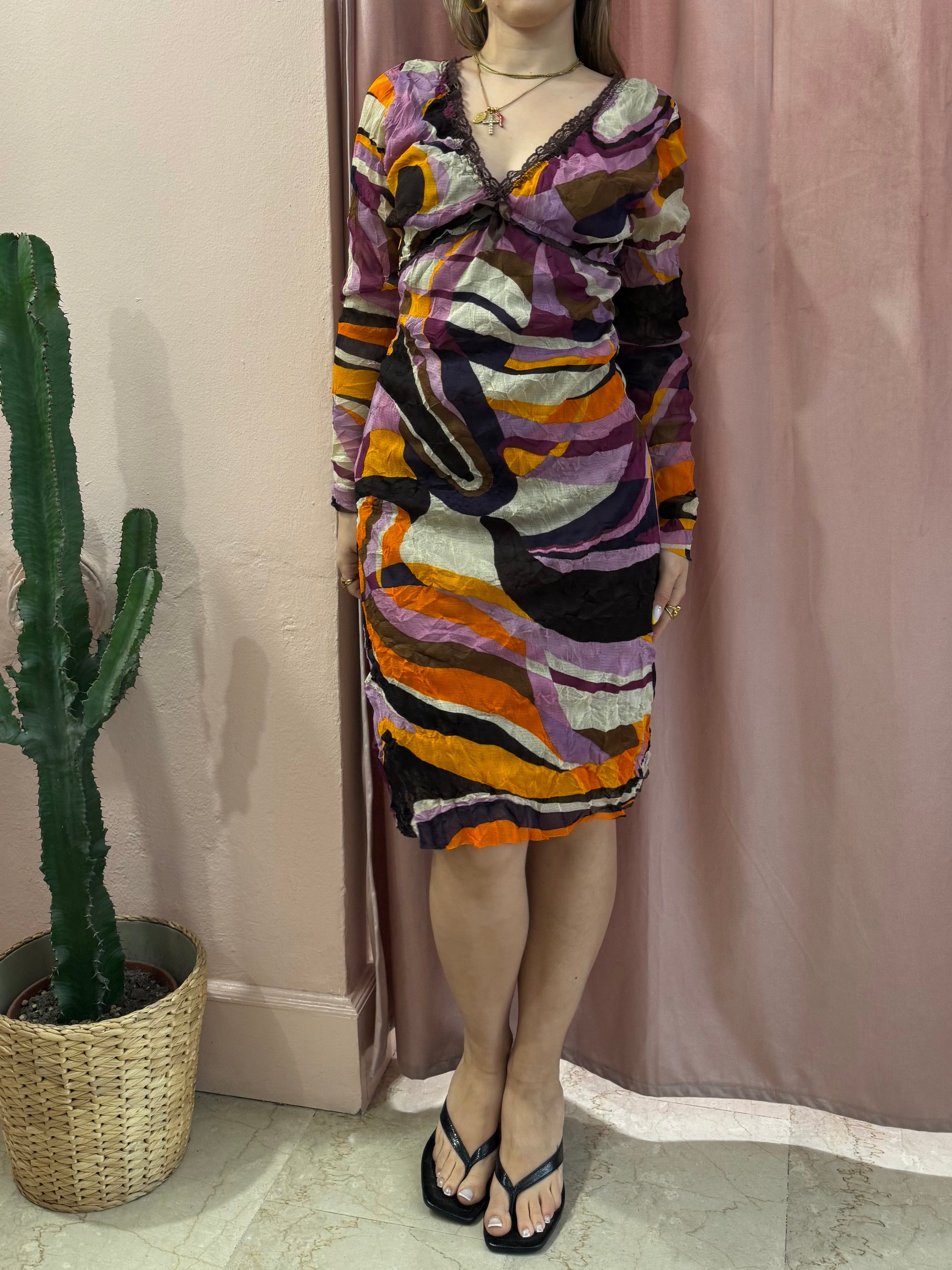 Vestito anni 2000 fantasia colorata