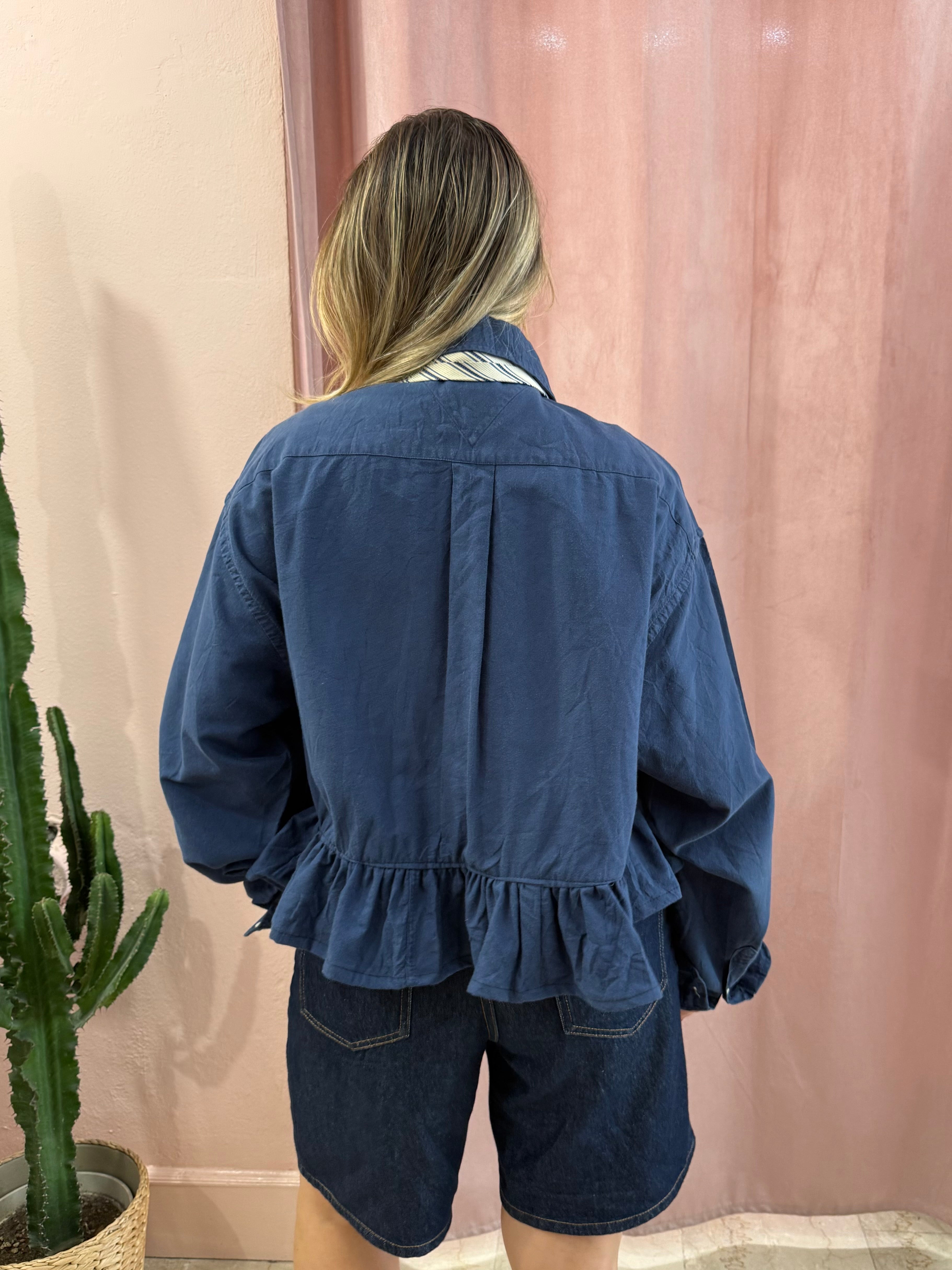Camicia Tommy Hilfiger upcycling volant blu