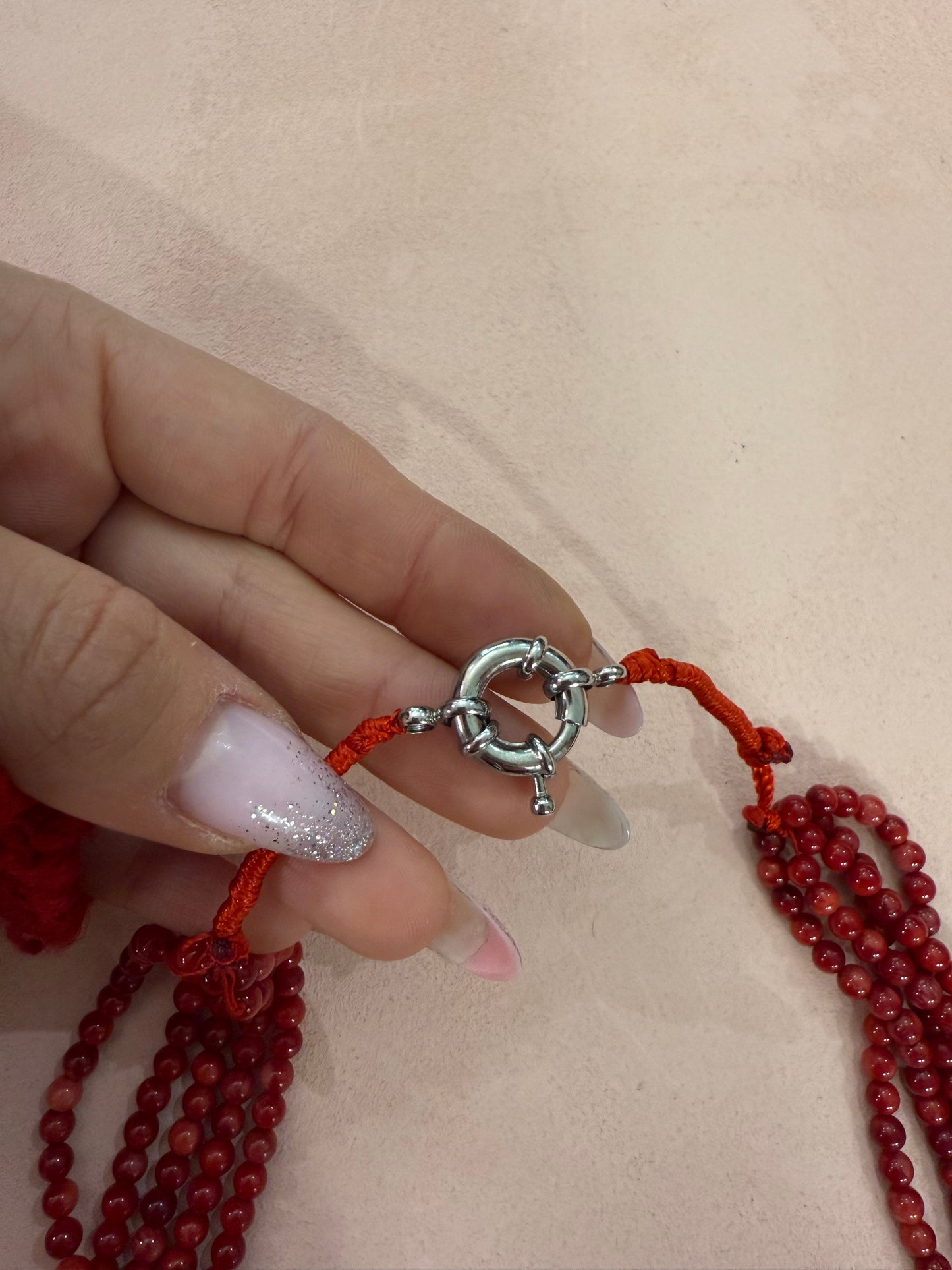 Collana vintage torchon in corallo