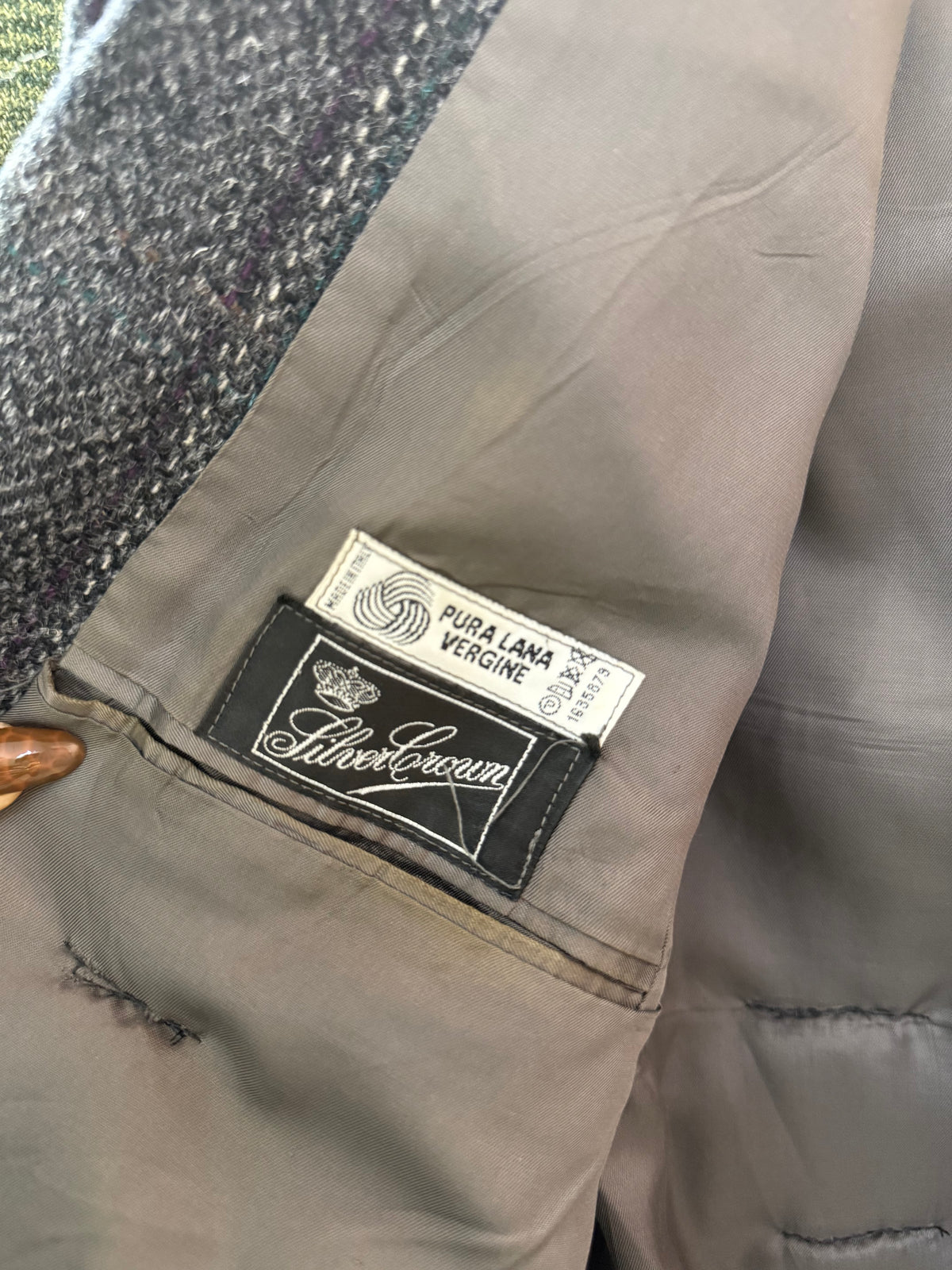 Blazer in lana upcycling antracite principe di galles