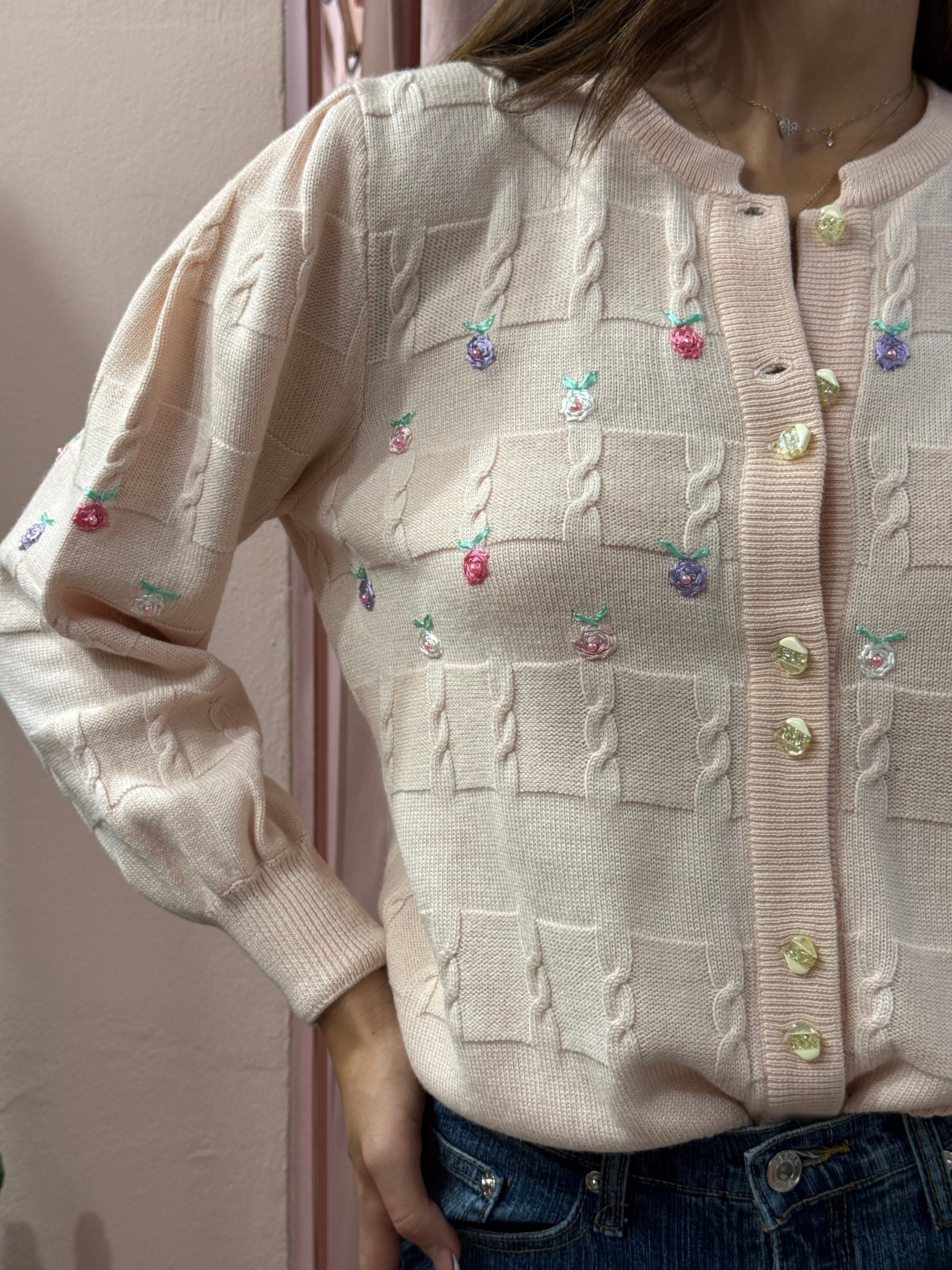 Maglione vintage con roselline