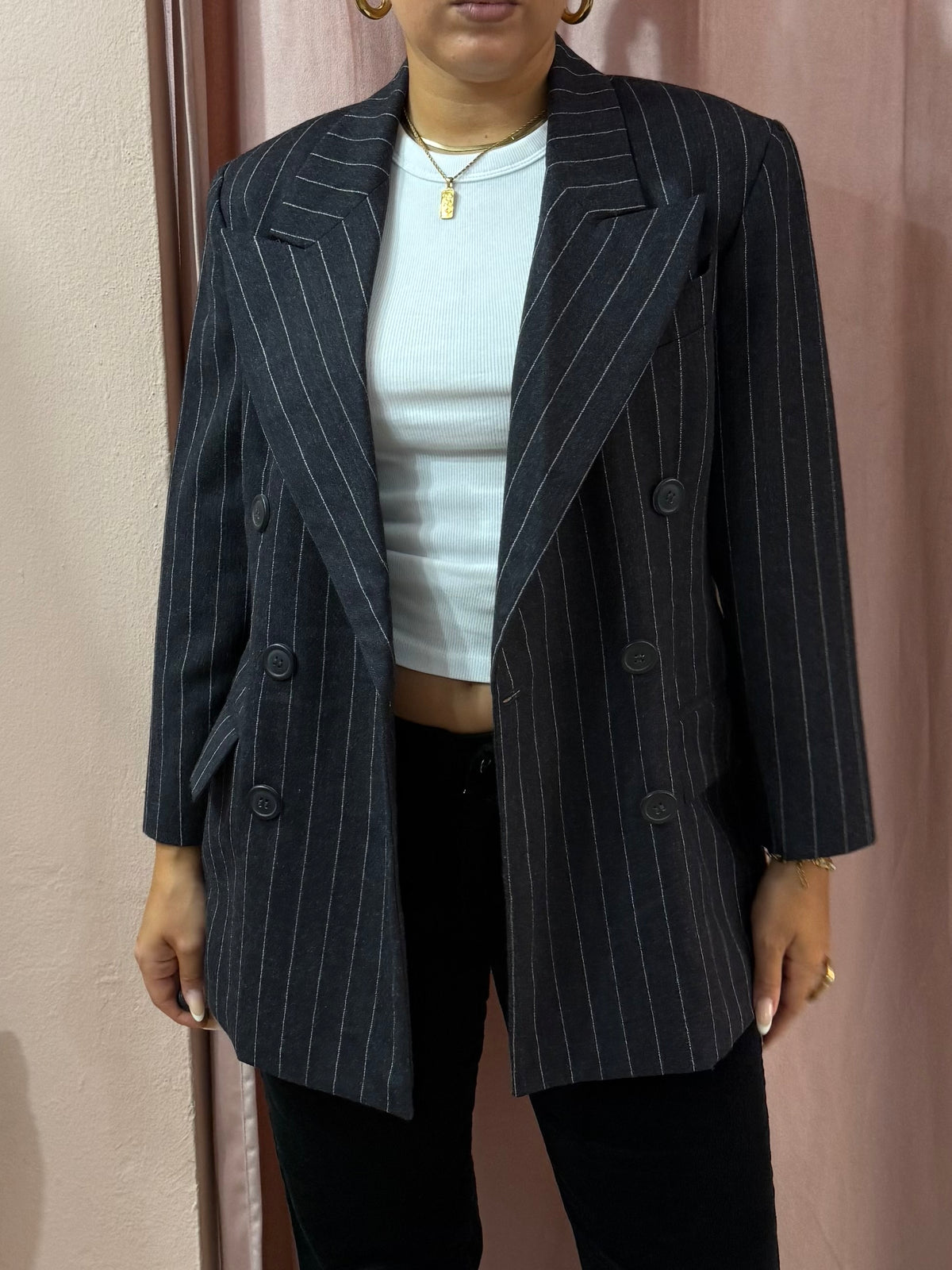 Blazer Pierre Balmain gessato antracite