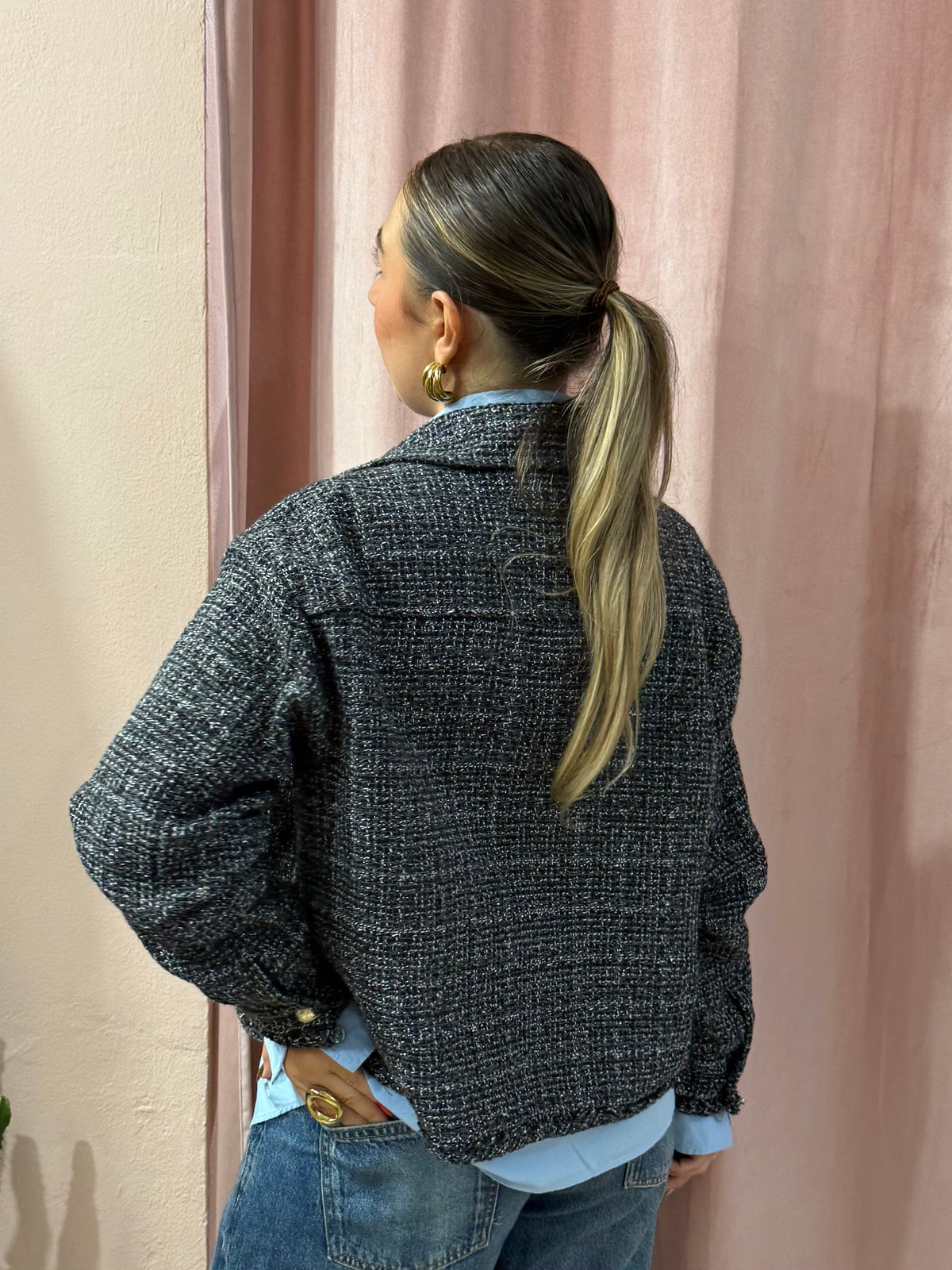 Giacca Emme Marella effetto tweed cotone e lana