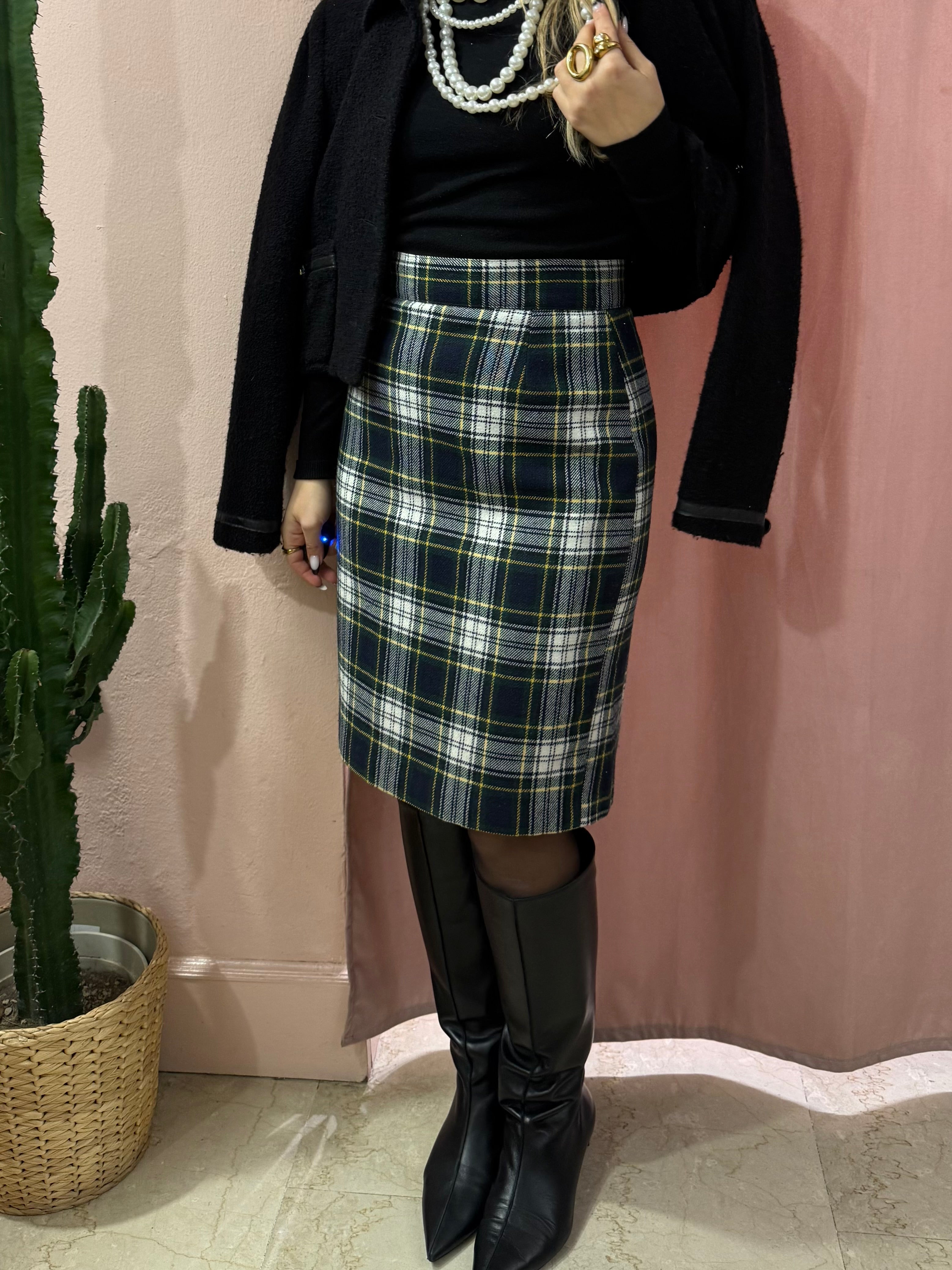 Gonna tartan tubino in lana