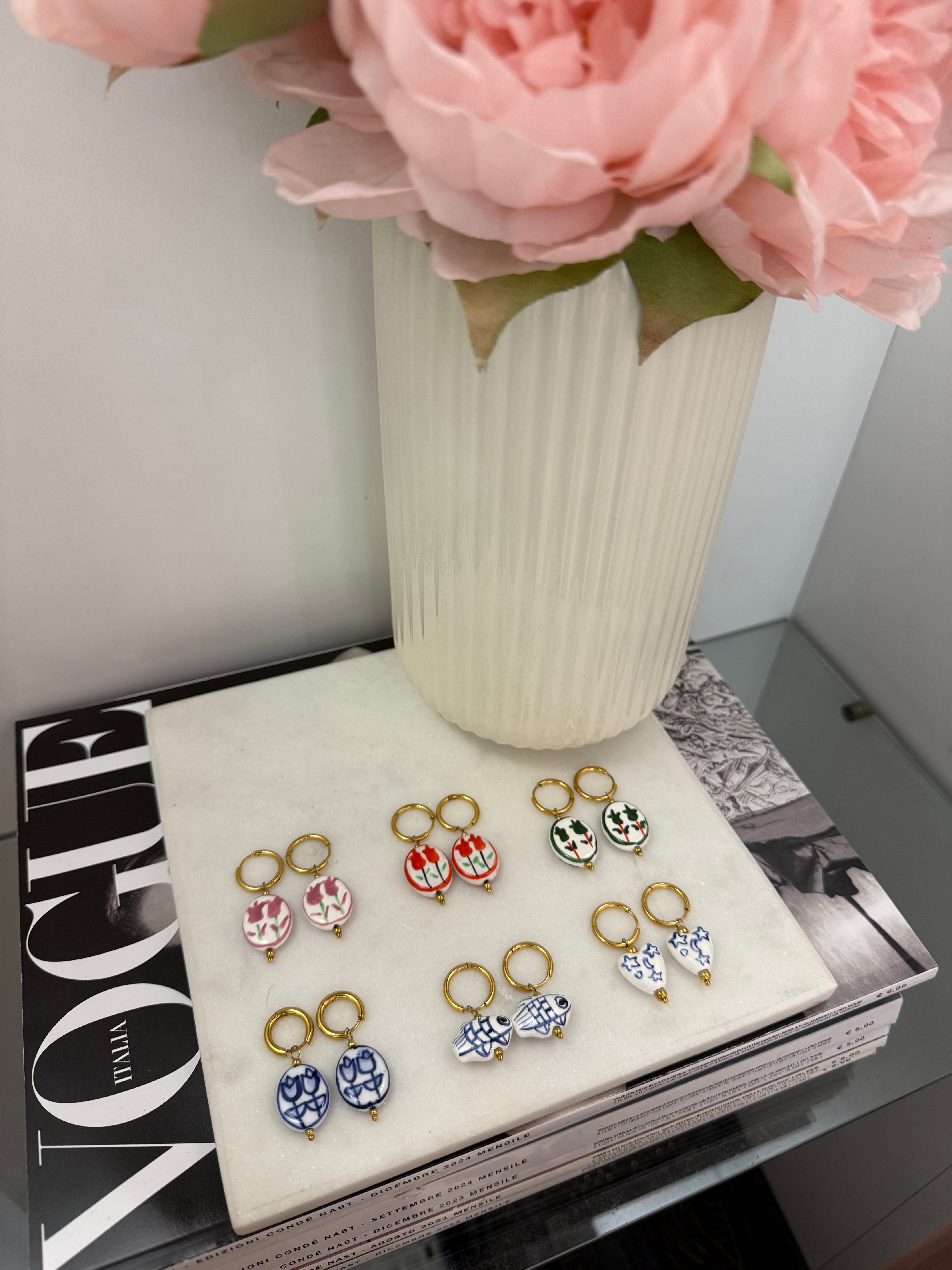 Orecchini pendenti ceramica più colori