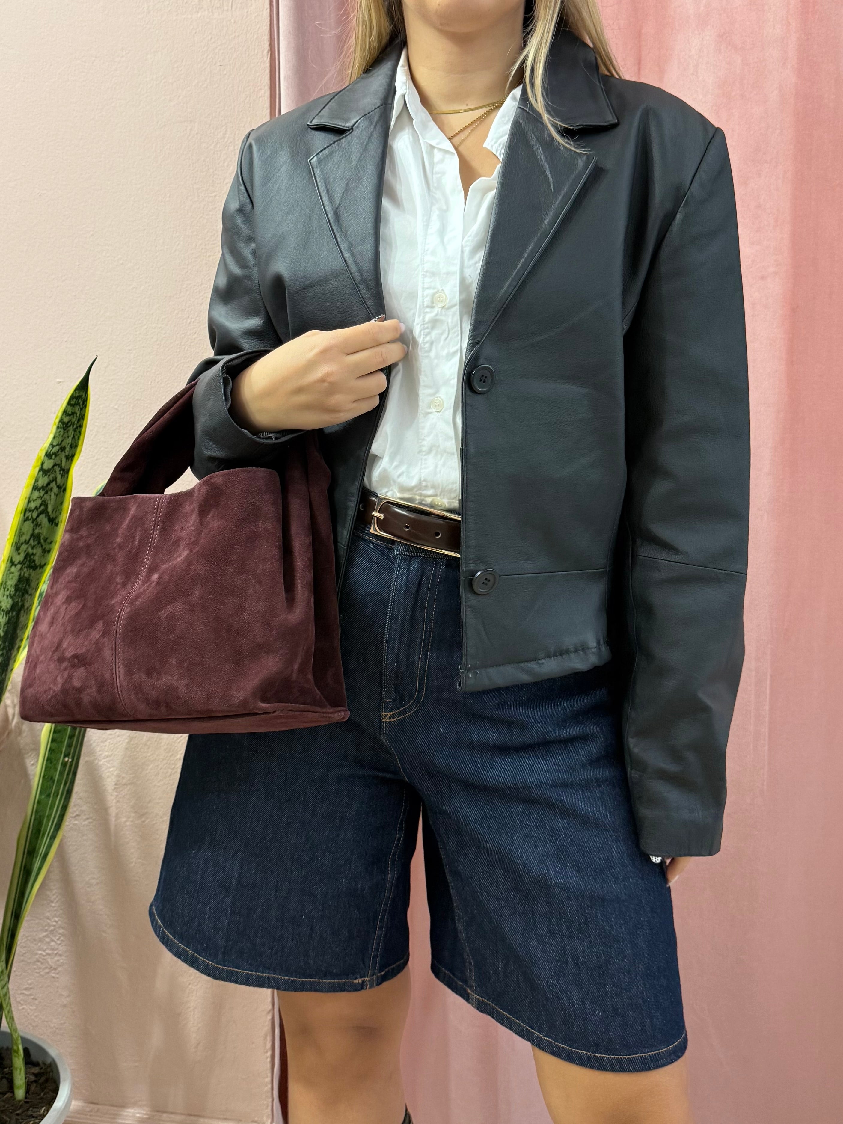 Giacca in vera pelle crop