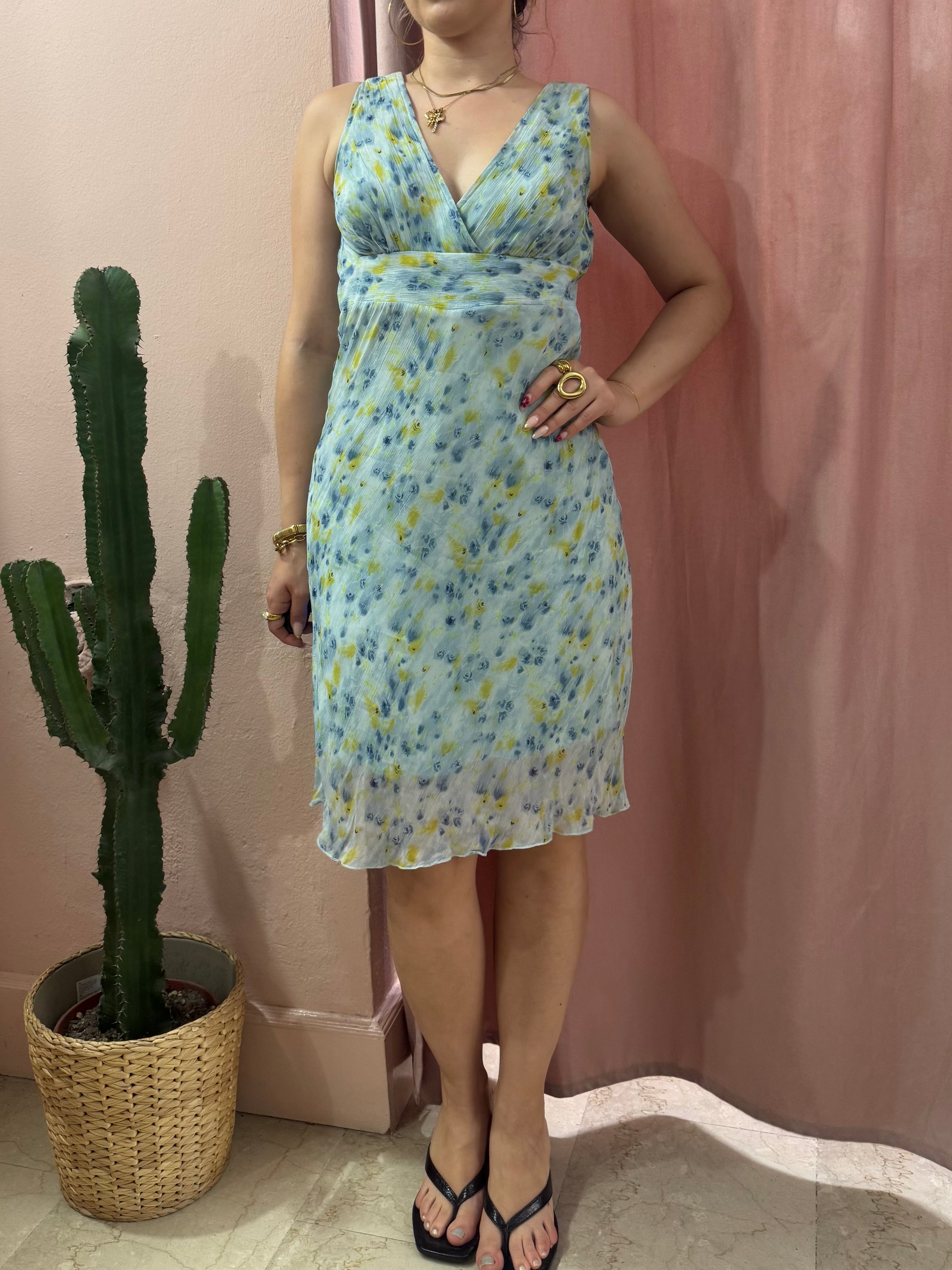 Vestito midi turchese in fantasia