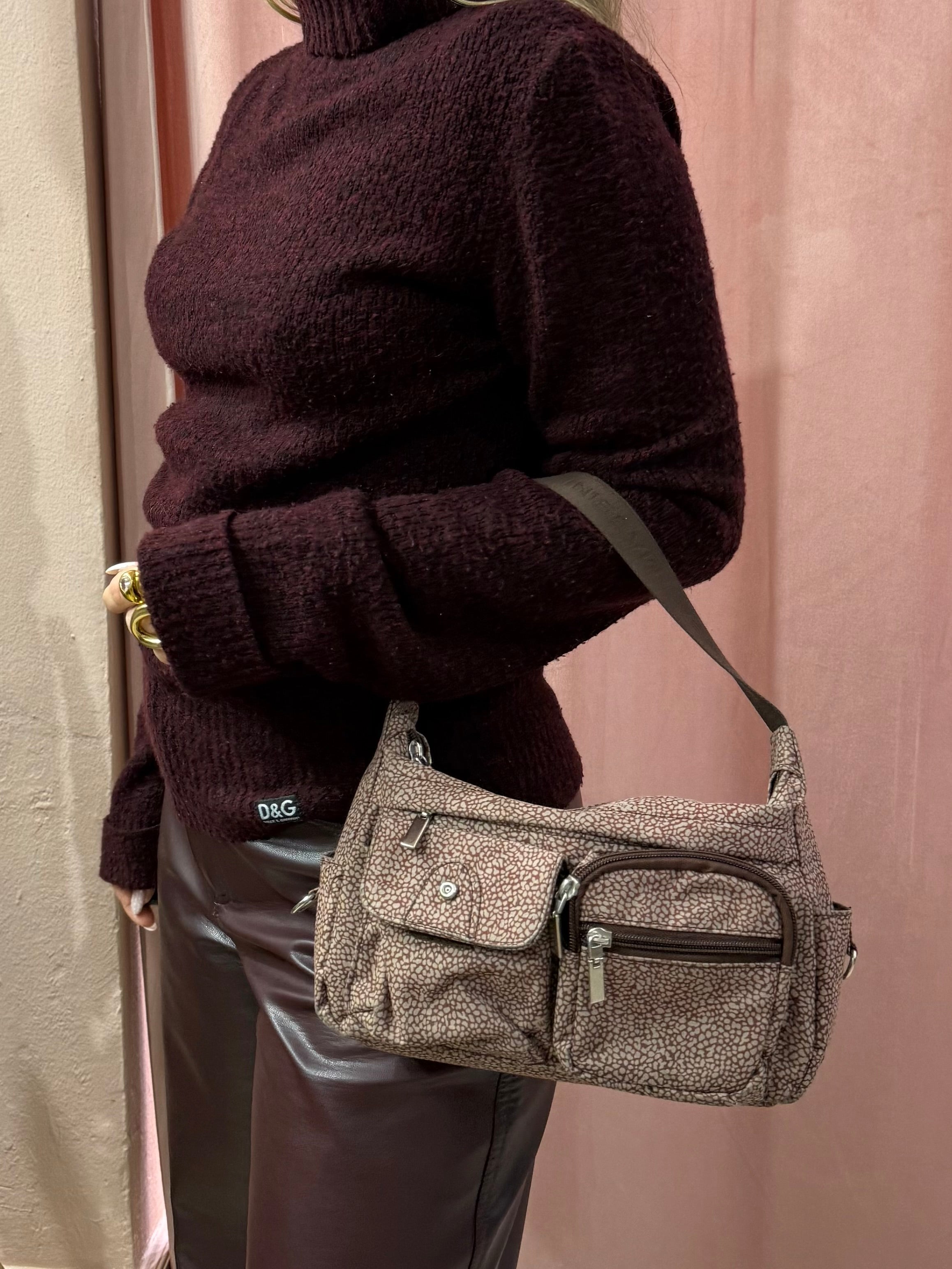 Borsa in tela 00s burgundy