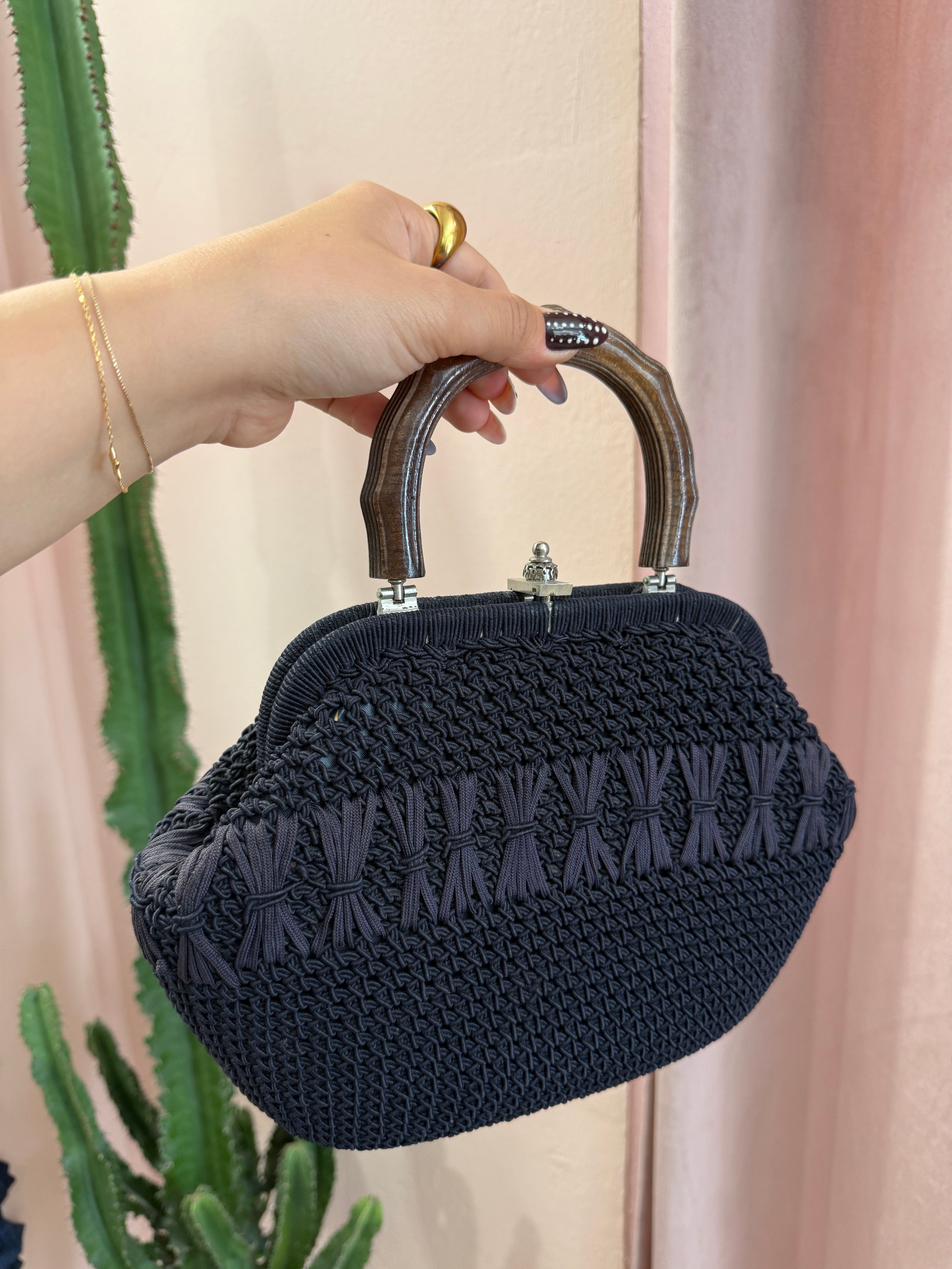 Borsa vintage anni 60 blu notte