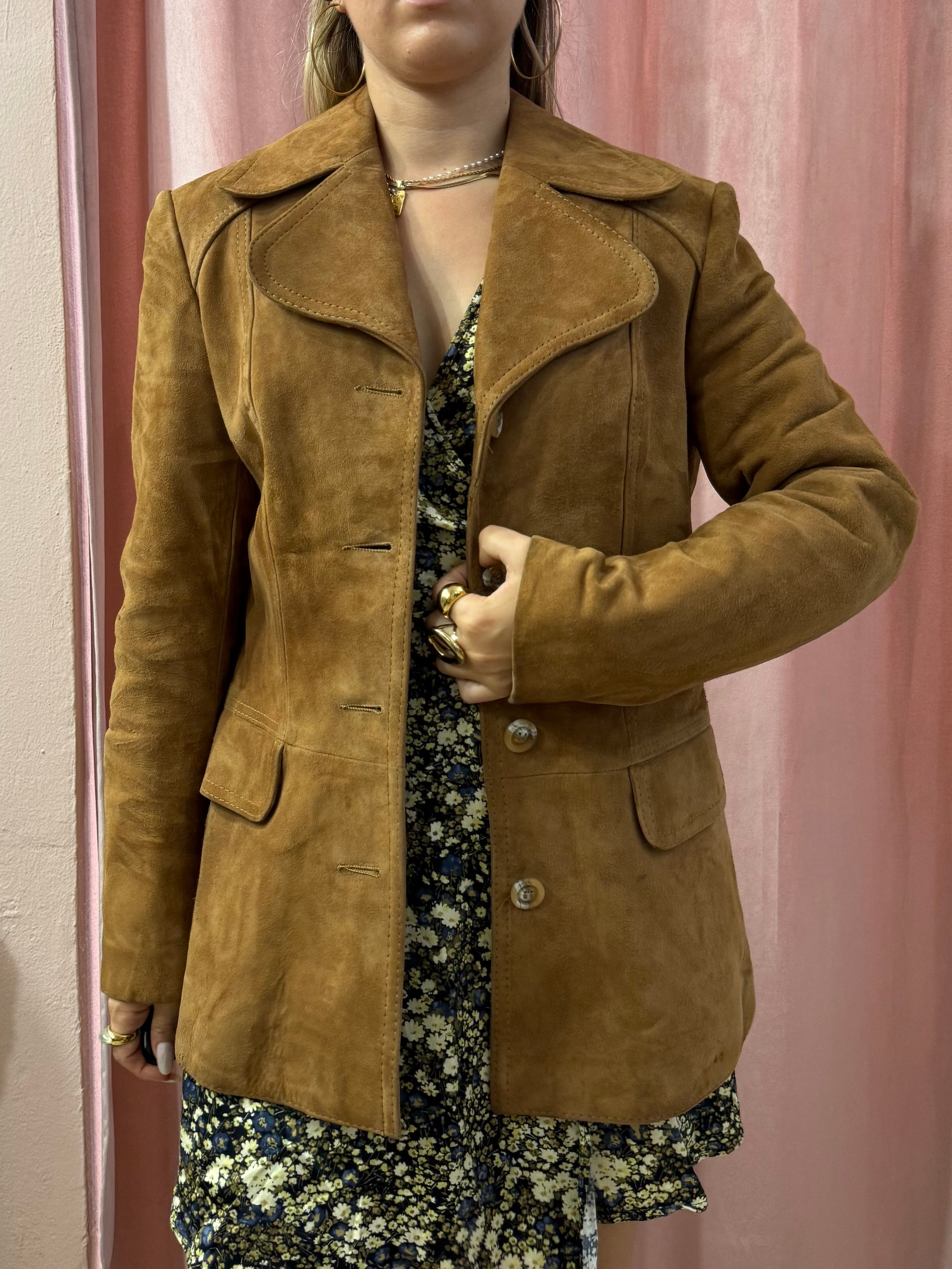 Giacca scamosciata monopetto