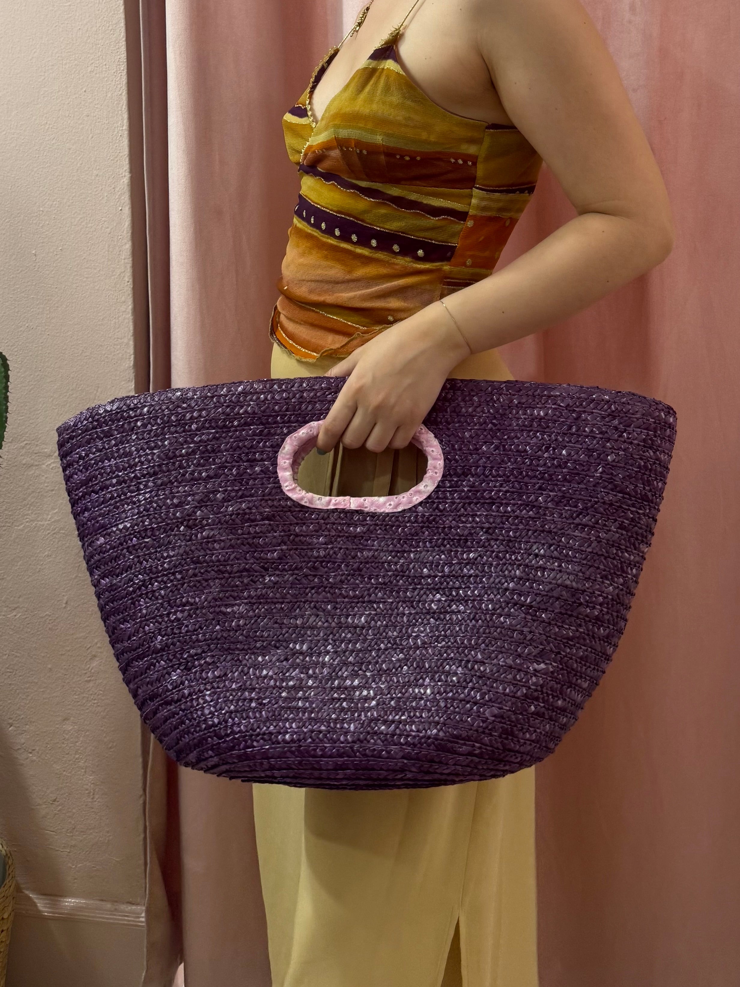 Borsa in paglia Viola