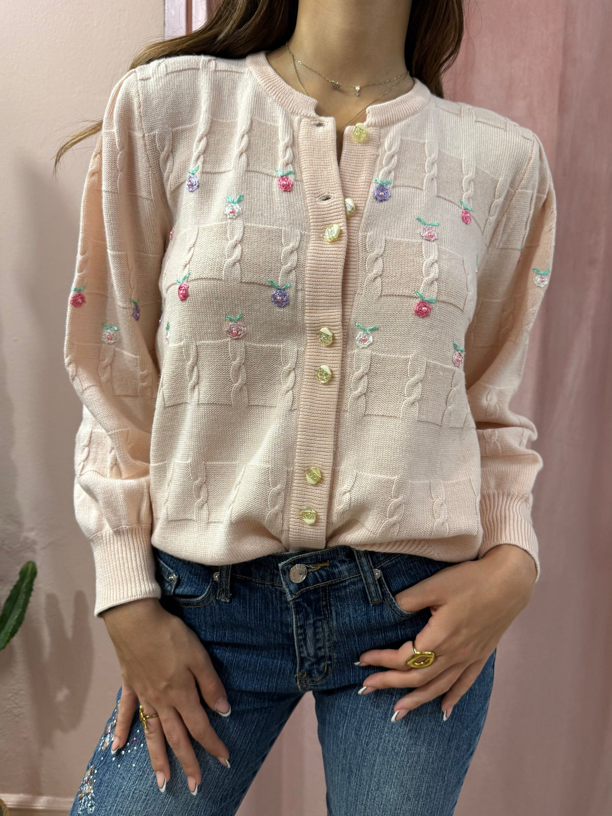 Maglione vintage con roselline
