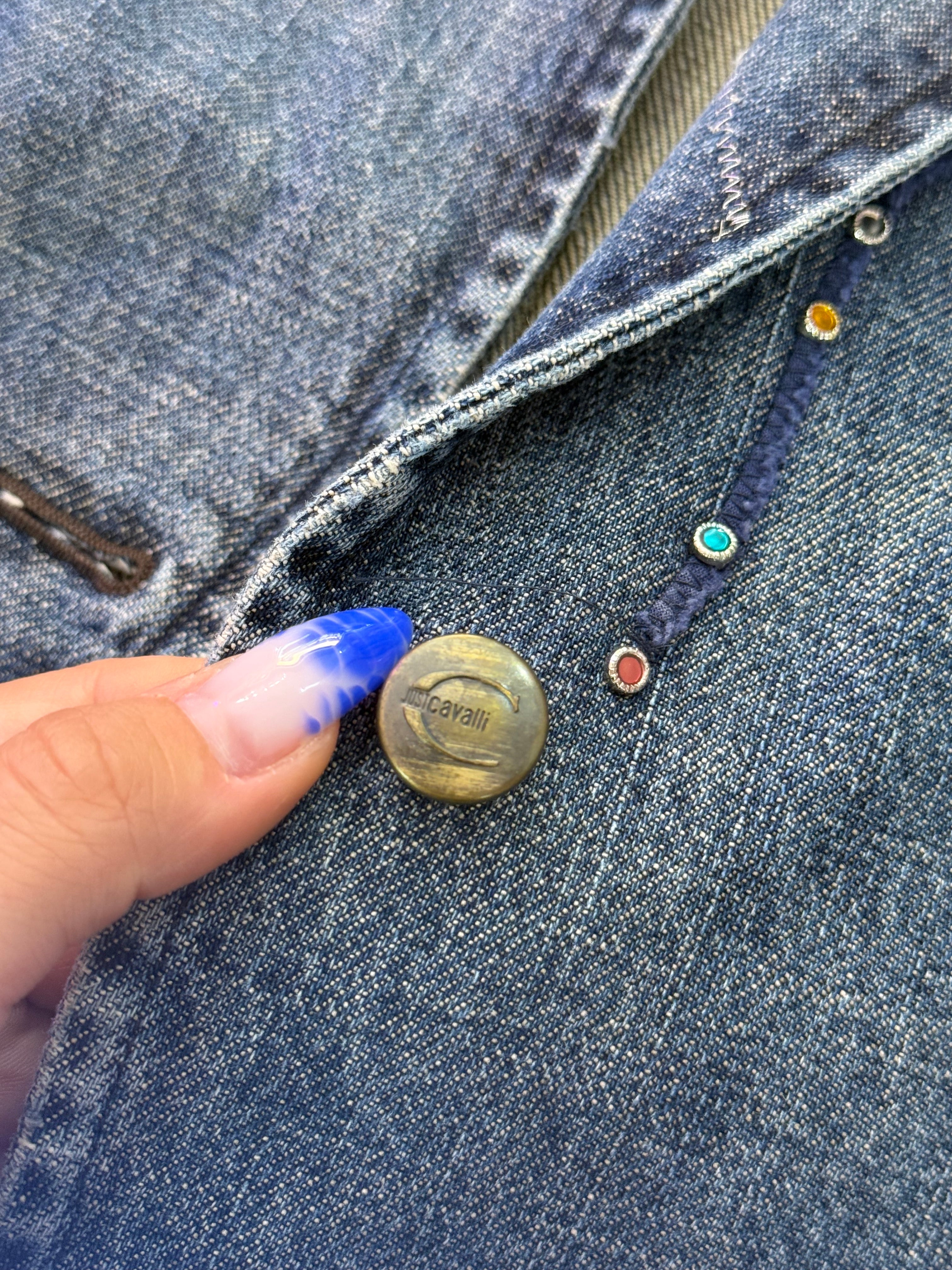 Giacca in denim Just Cavalli con applicazioni