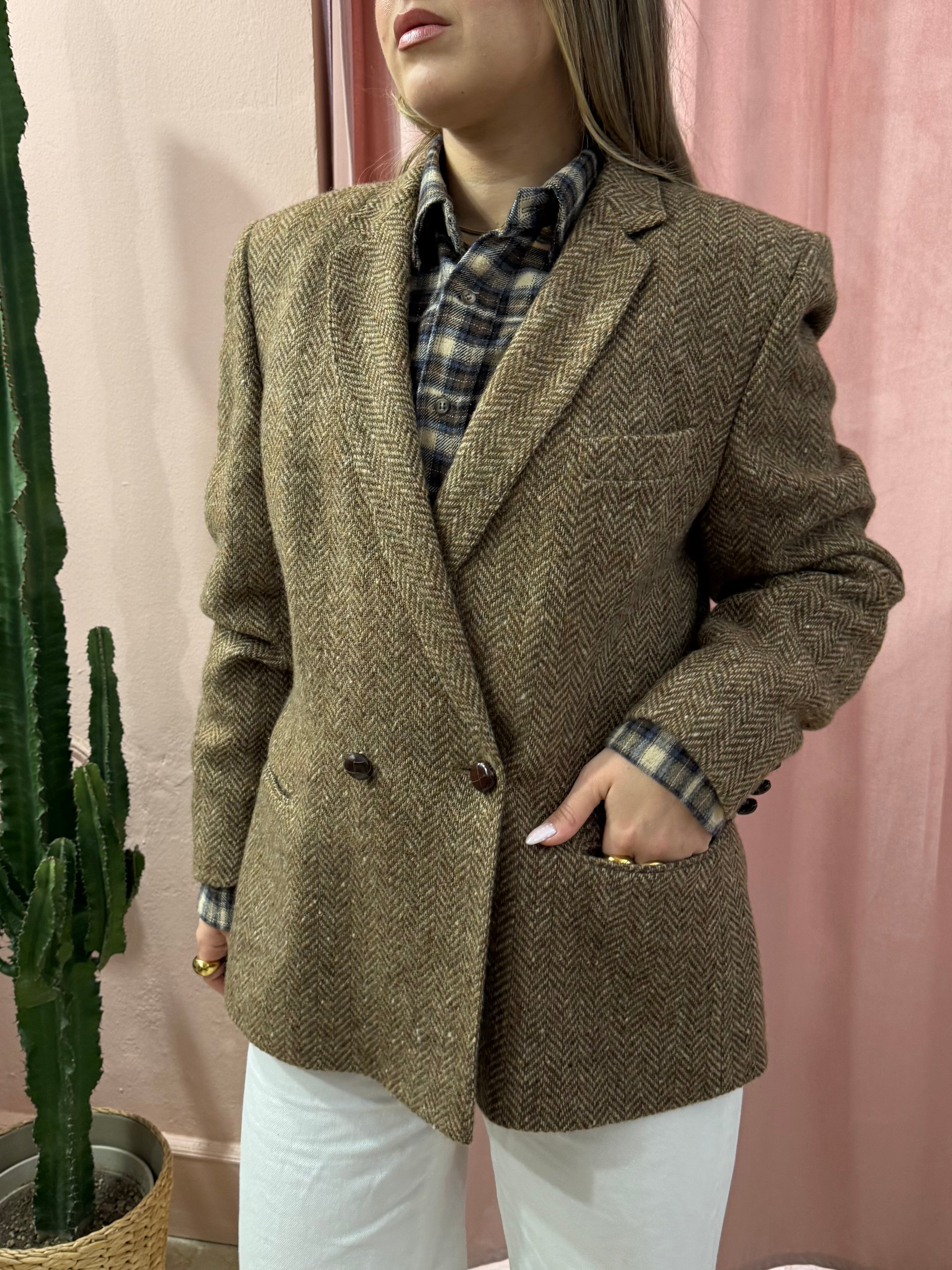 Blazer mélange doppiopetto in lana