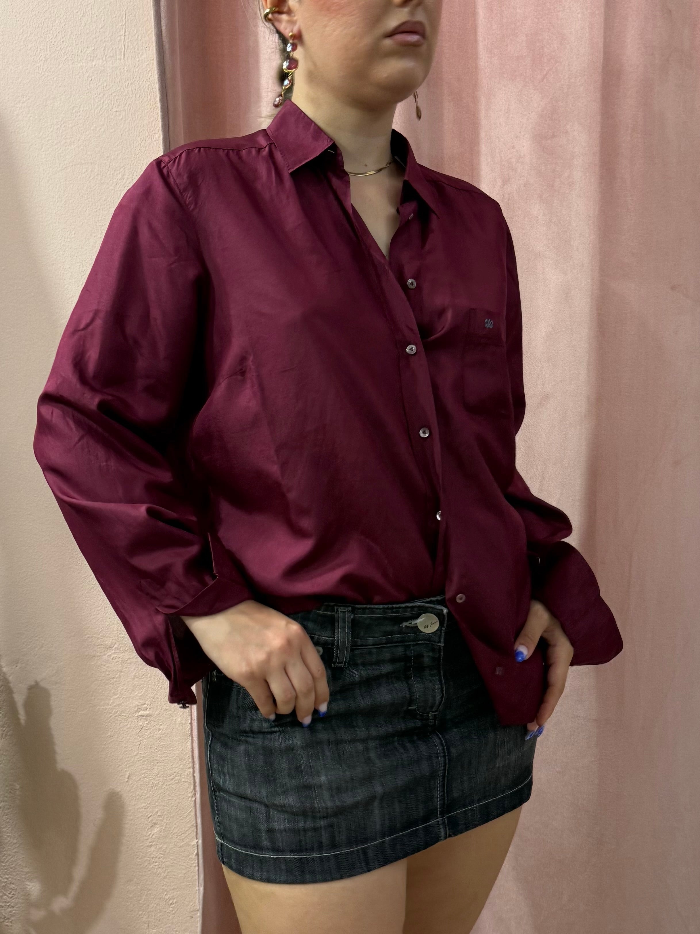 Camicia in seta bordeaux