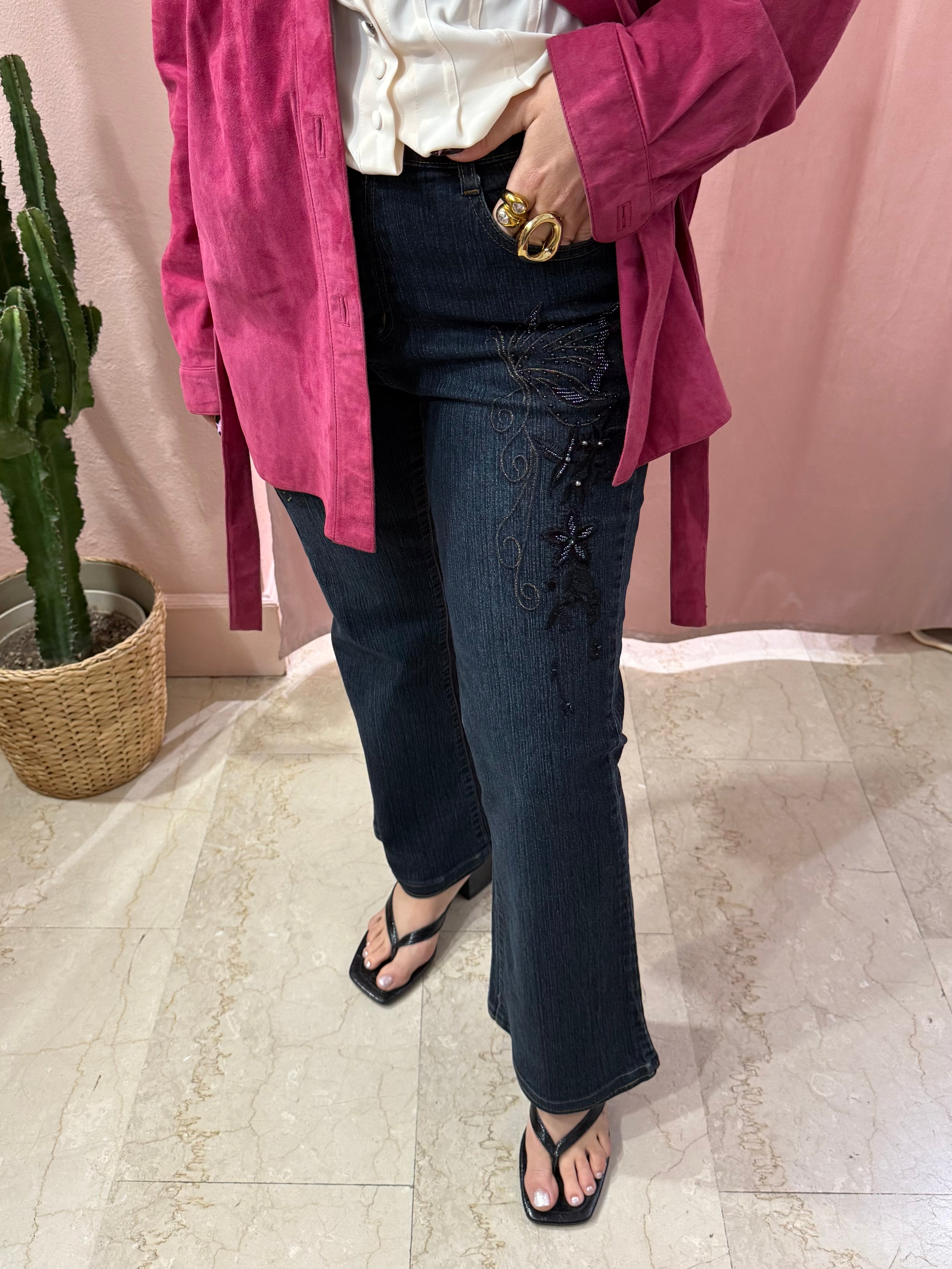 Jeans 00s ricamati con perline