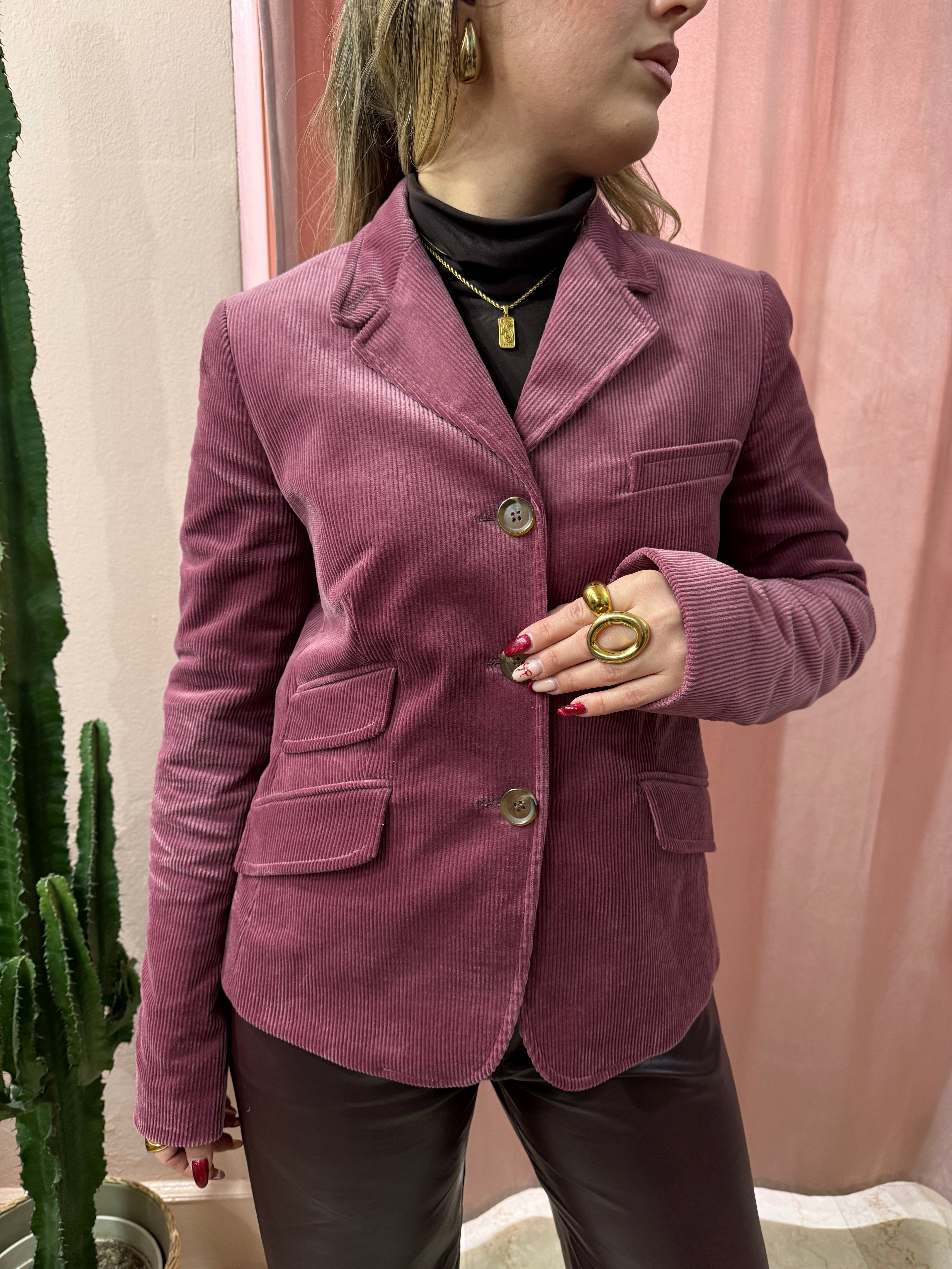 Blazer 00s a costine rosa antico