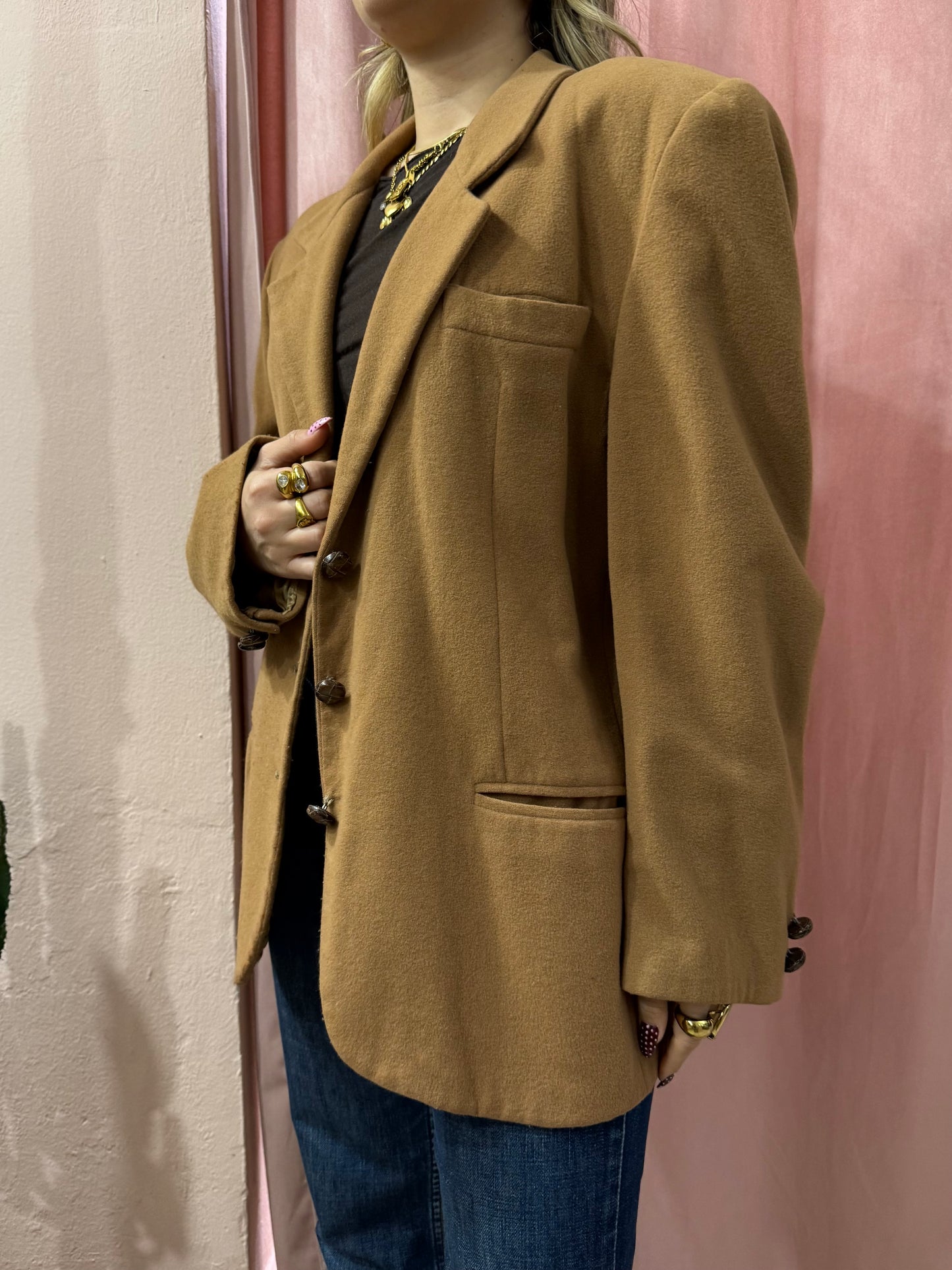 Blazer vintage tabacco misto cashmere