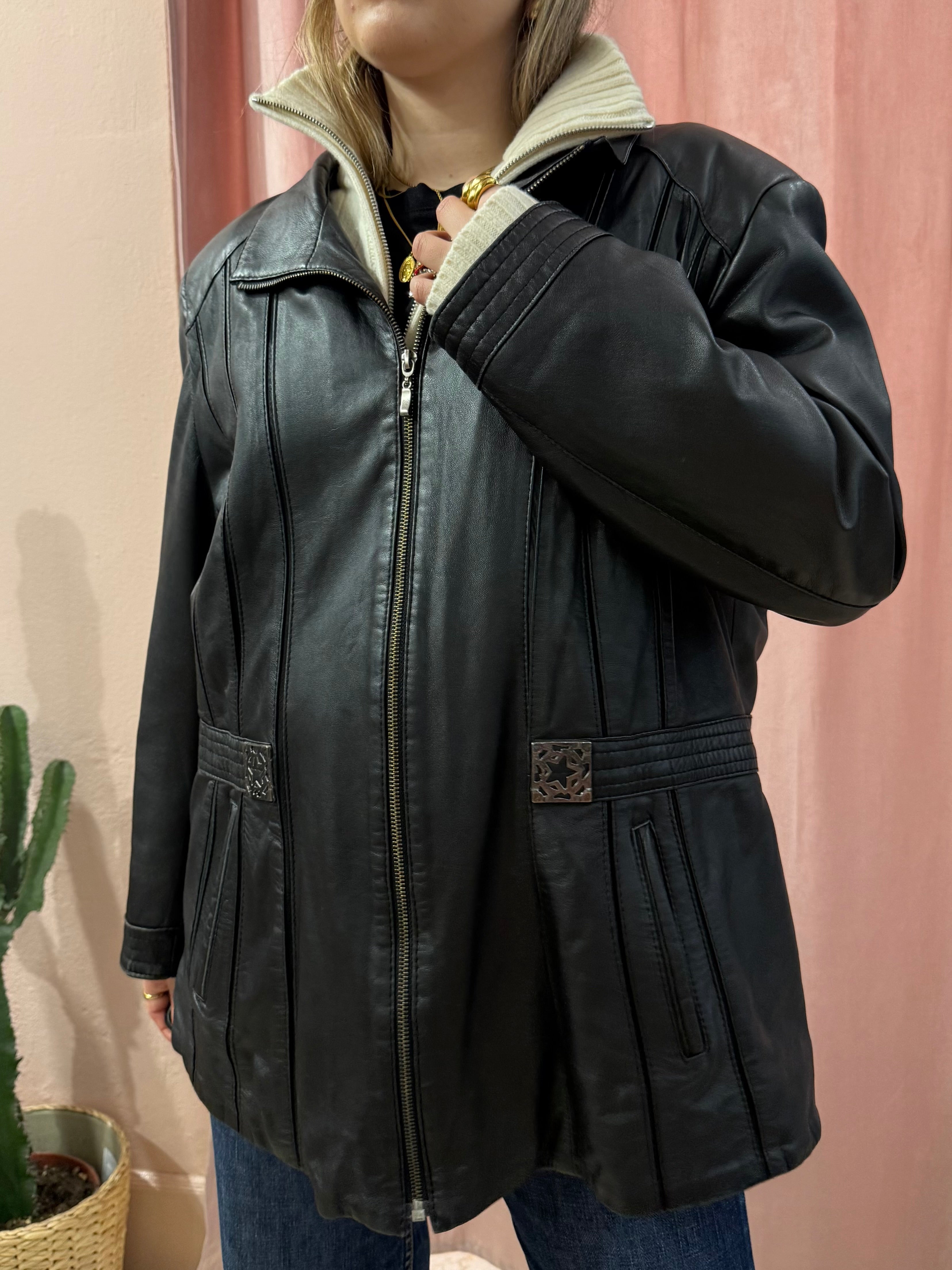 Giacca in pelle con zip