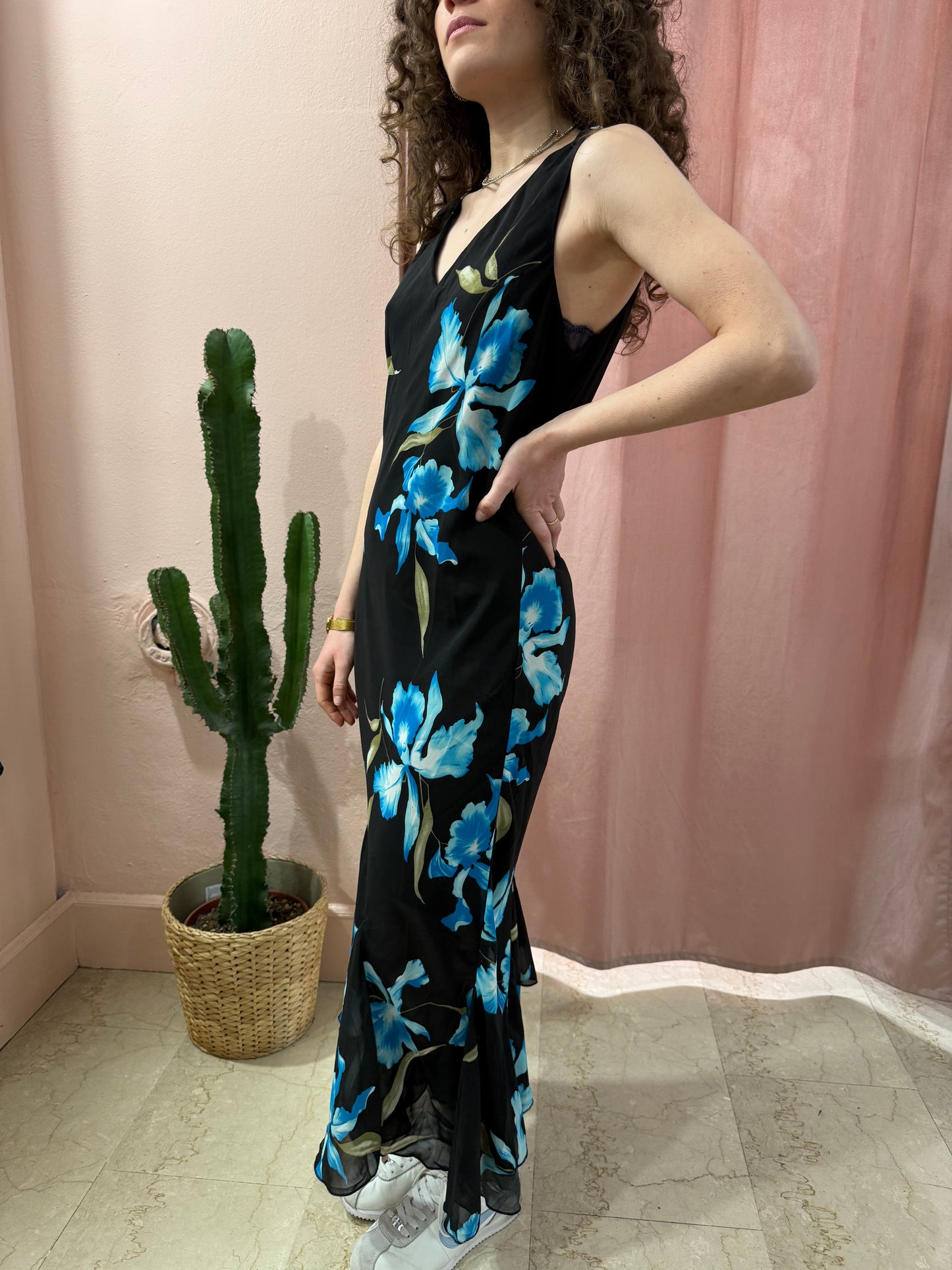 Vestito in fantasia a fiori misto seta