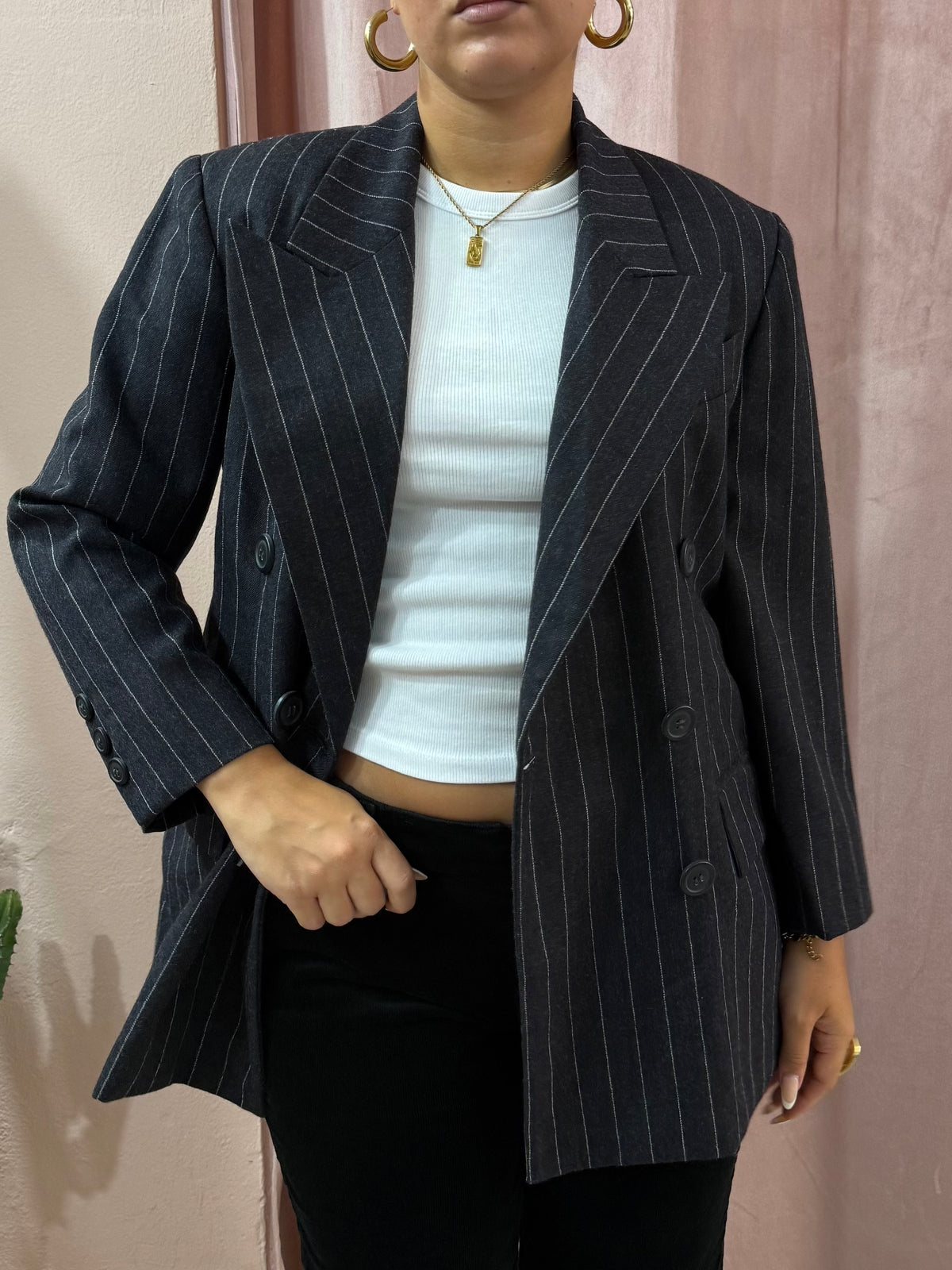 Blazer Pierre Balmain gessato antracite