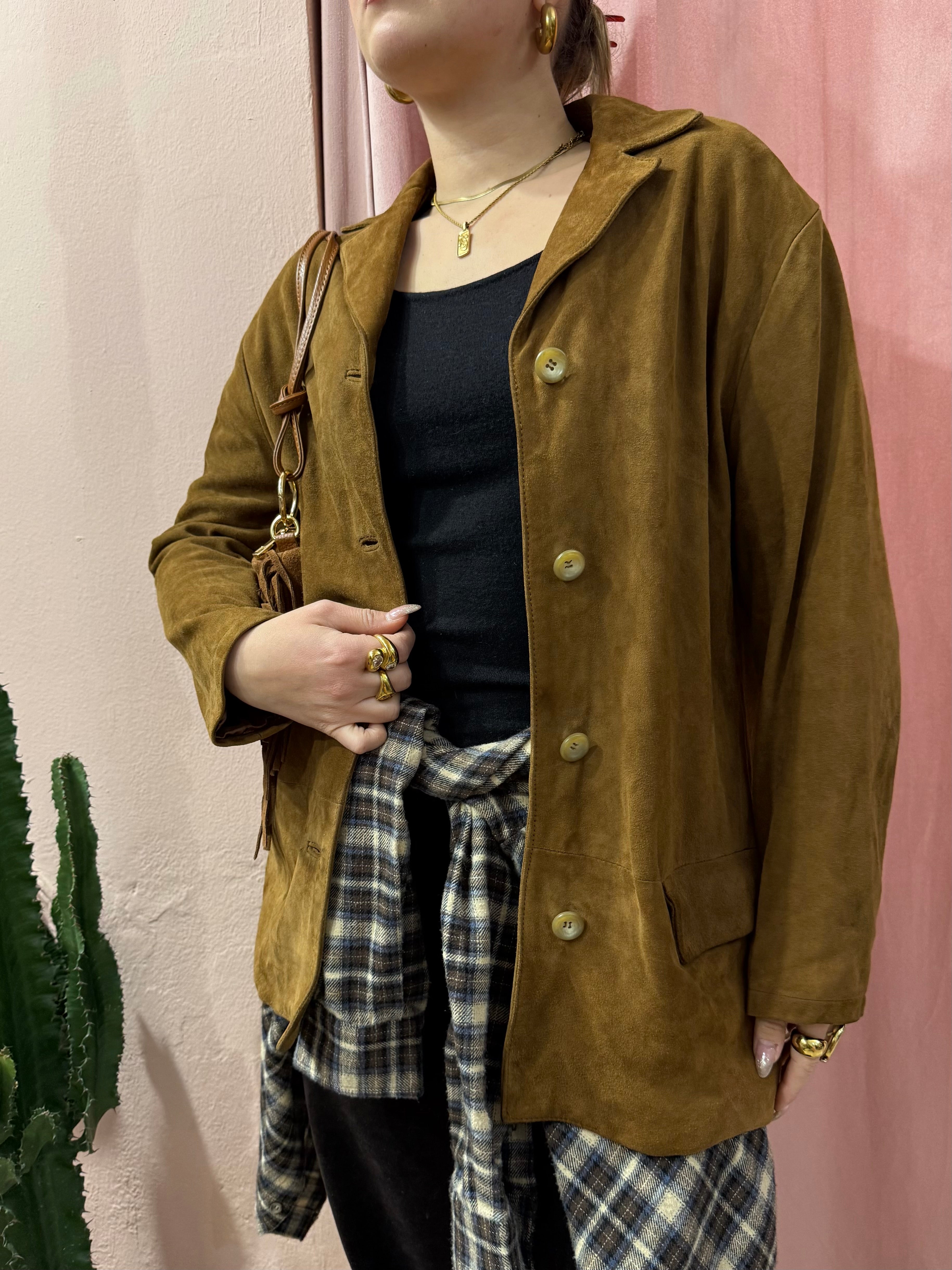 Giacca scamosciata in pelle