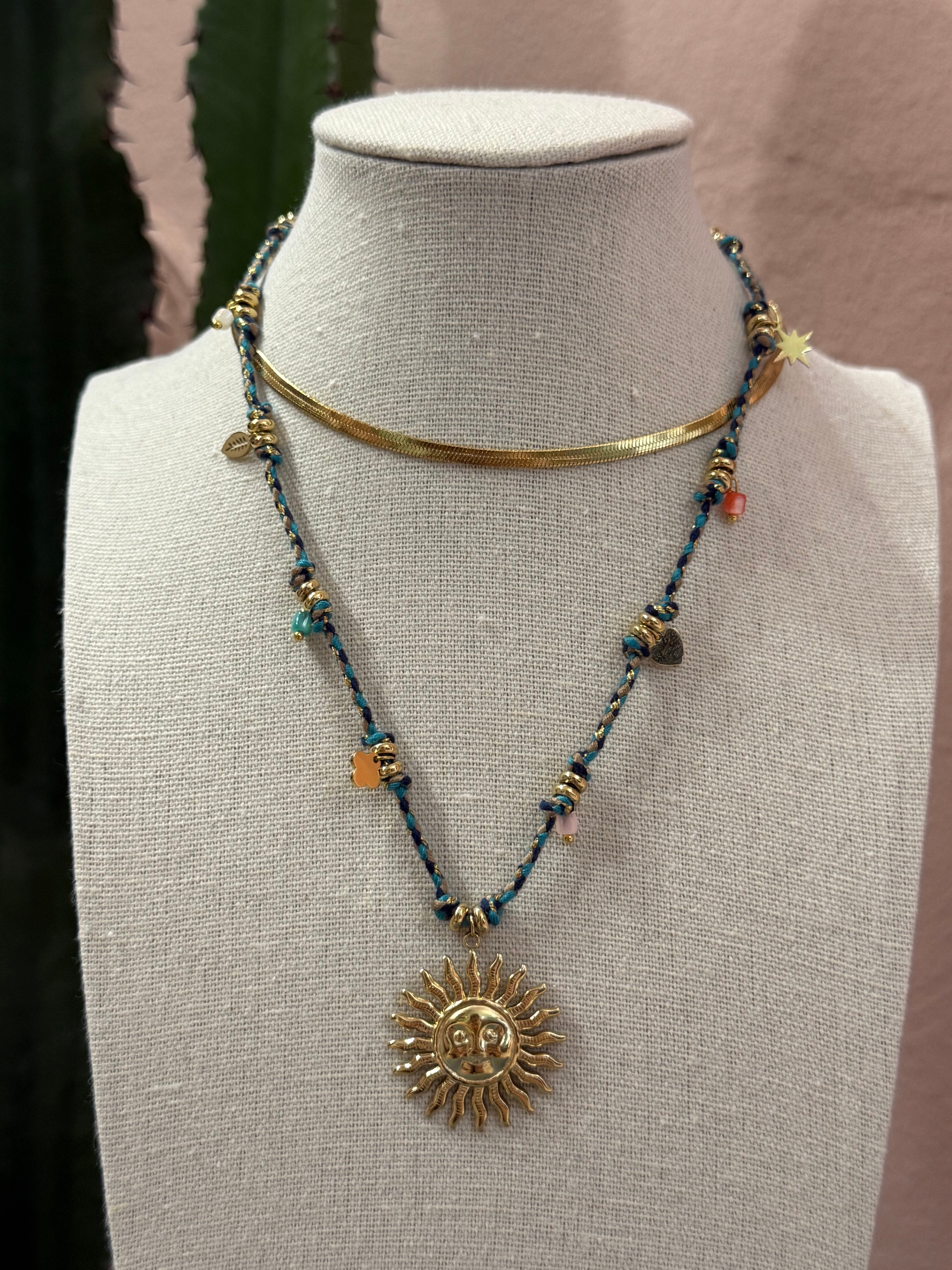 Collana con Sole in corda più colori