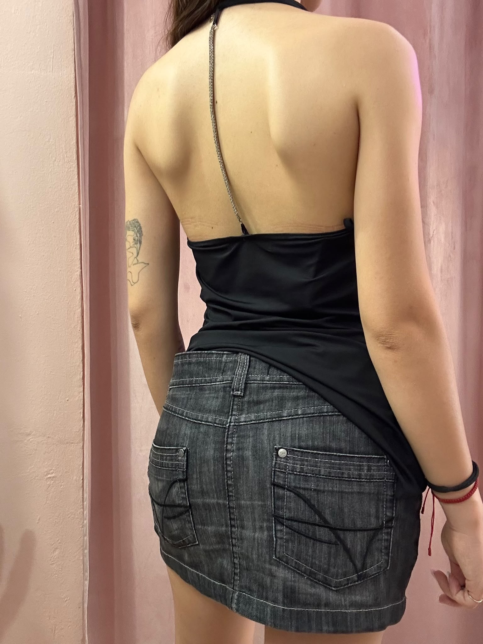 Minigonna in denim nero slavato