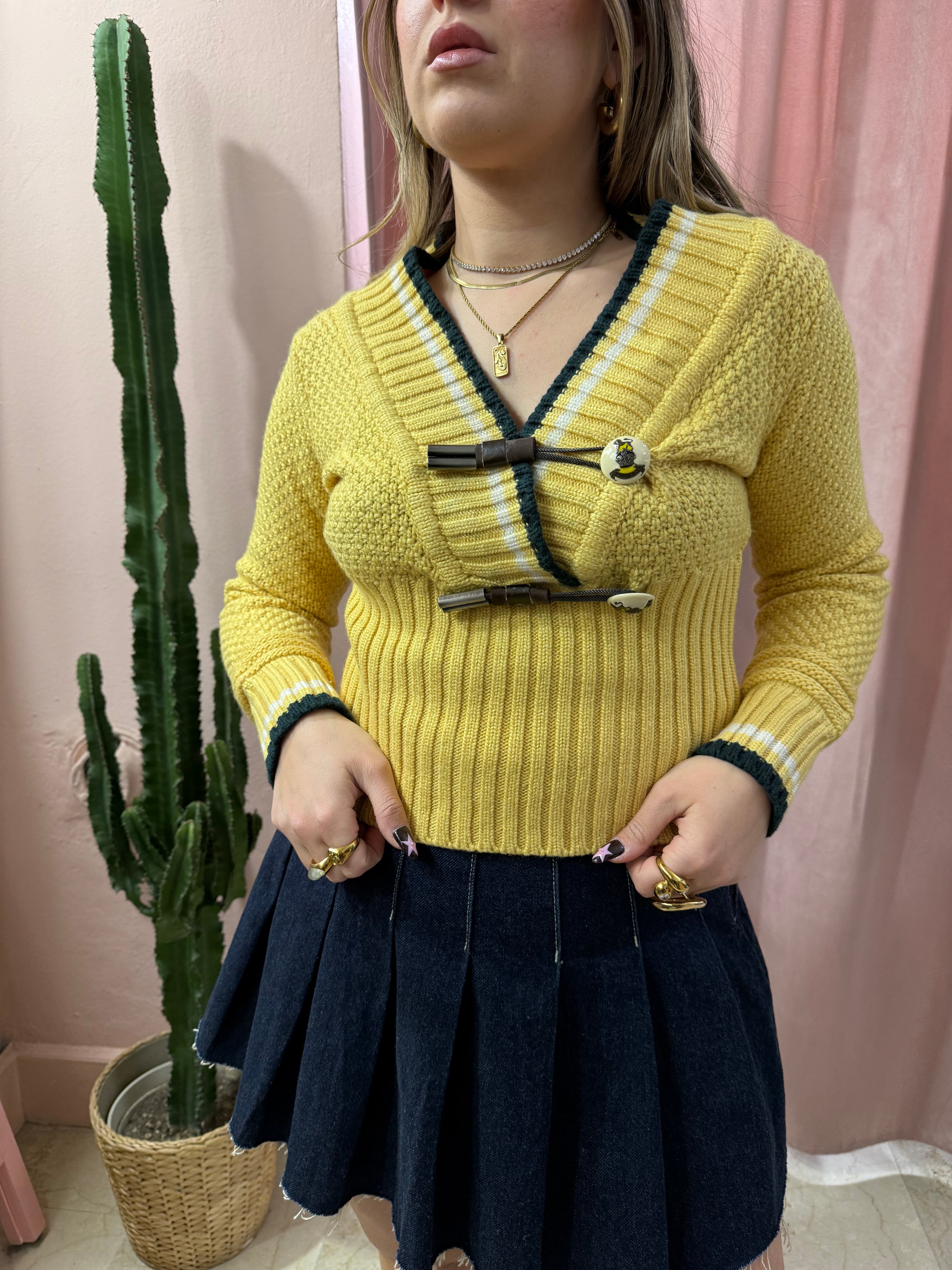 Maglione crop giallo 00s