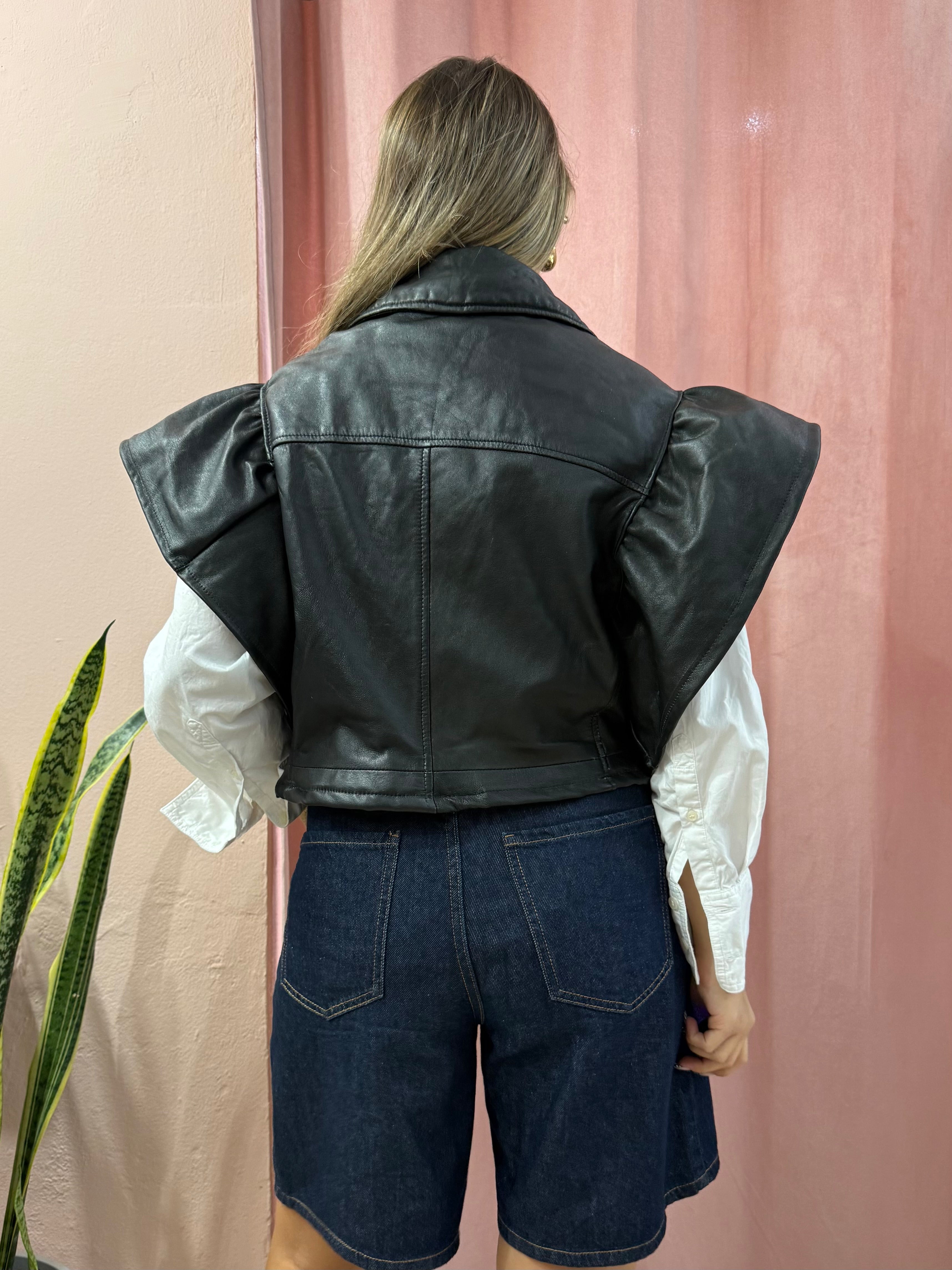 Gilet in vera pelle con voulant