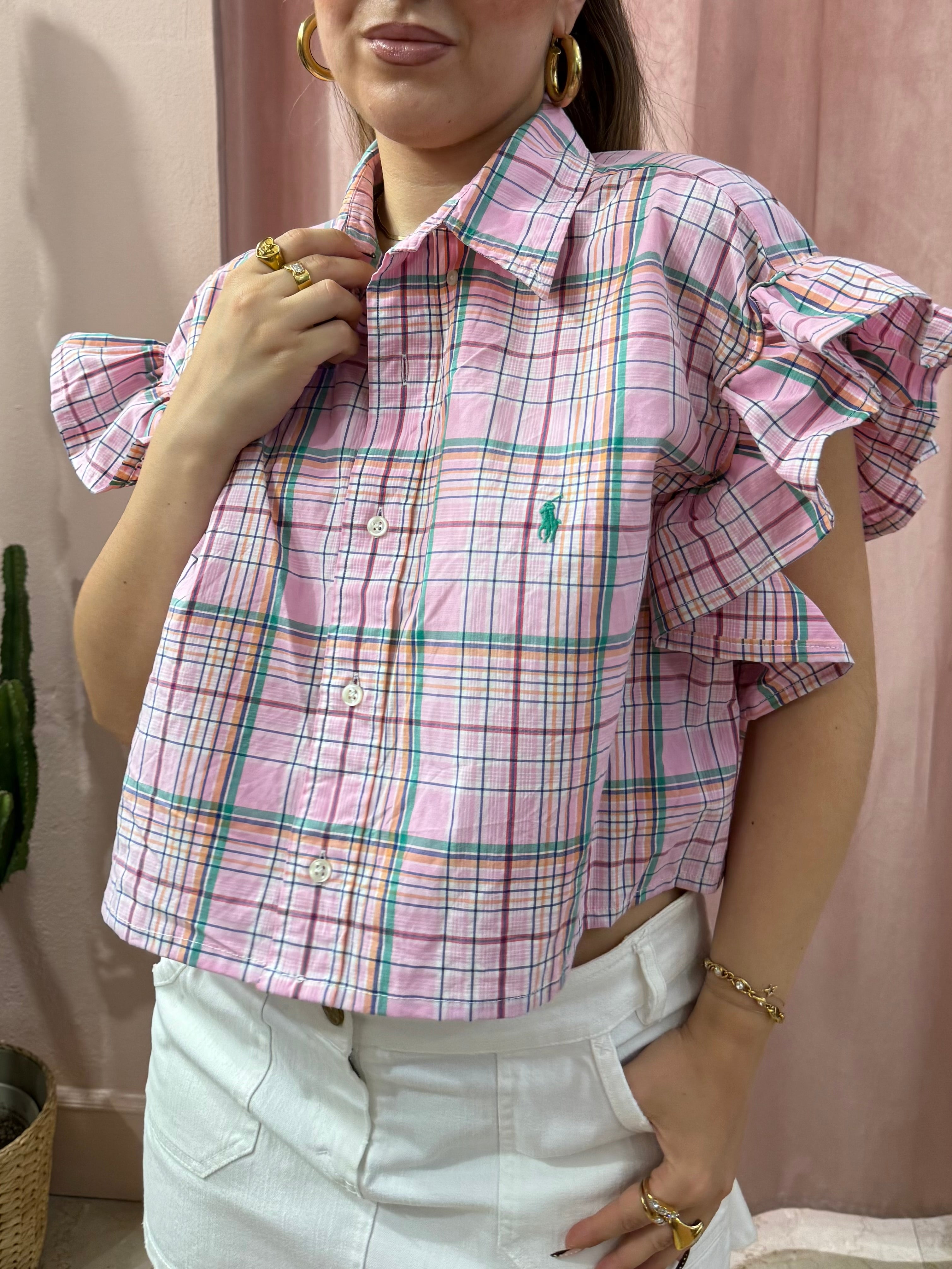 Camicia Ralph Lauren upcycling quadri rosa