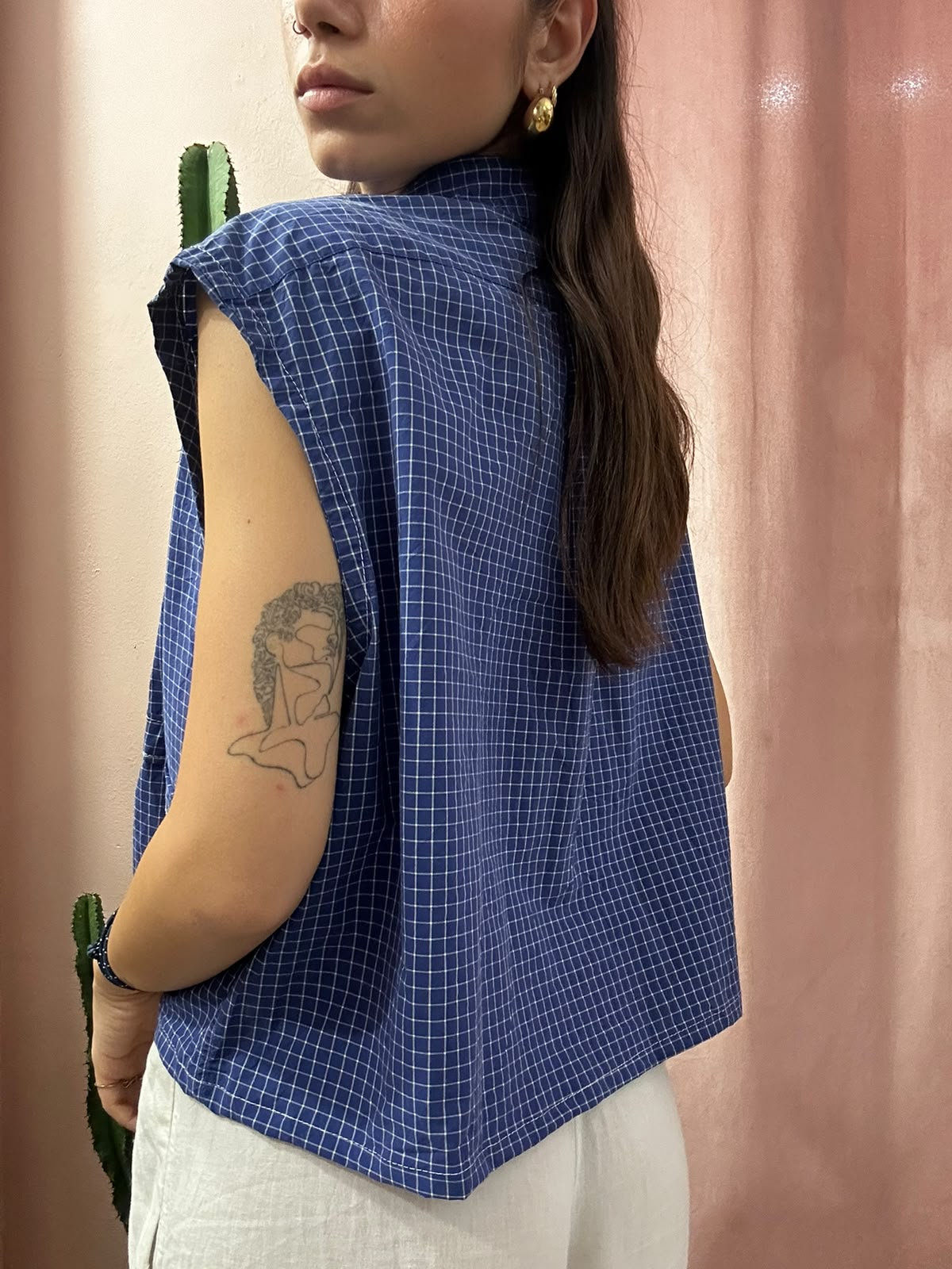 Camicia ralph lauren upcycling fiocco blu a quadri