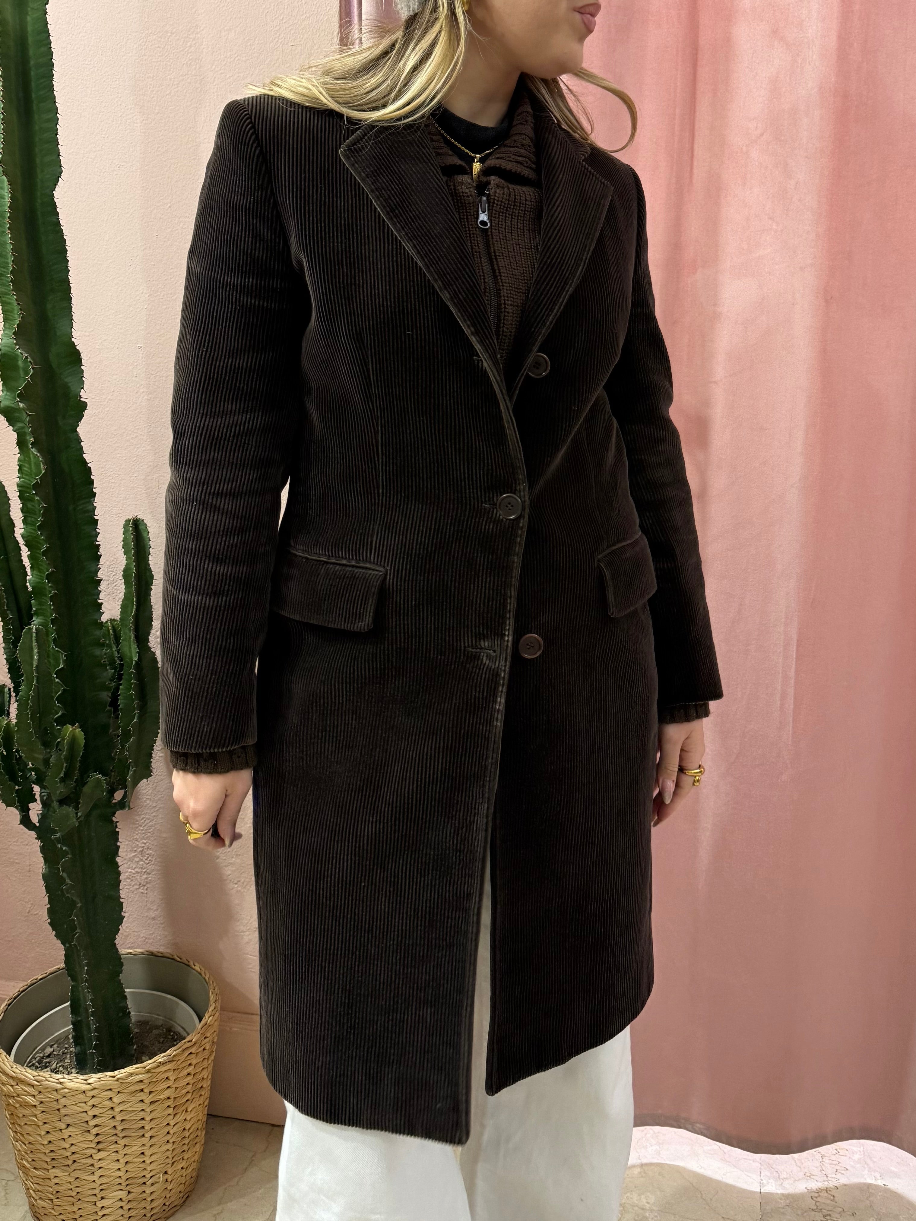 Giacca lunga Aspesi moro a costine