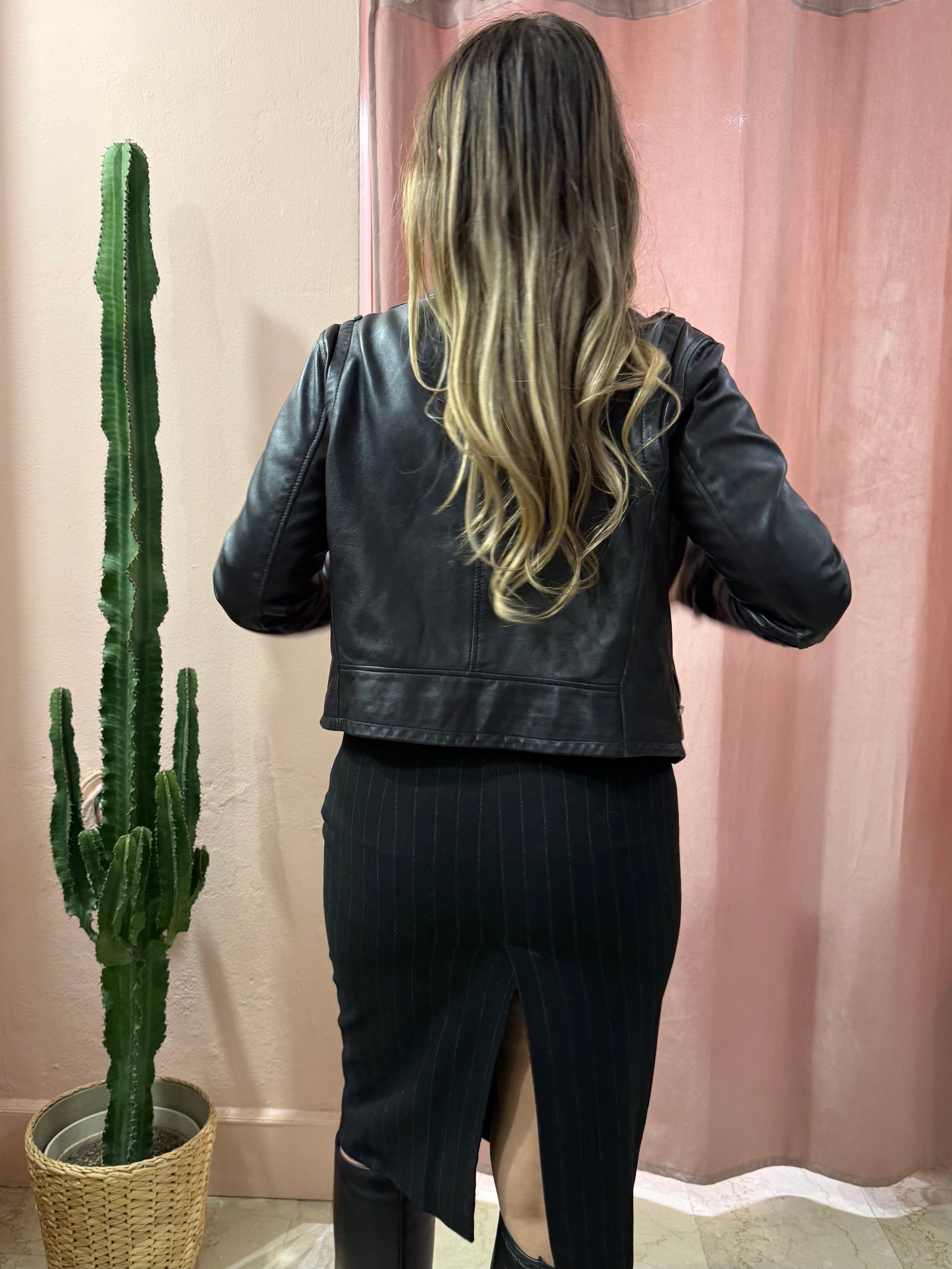 Chiodo in vera pelle nero