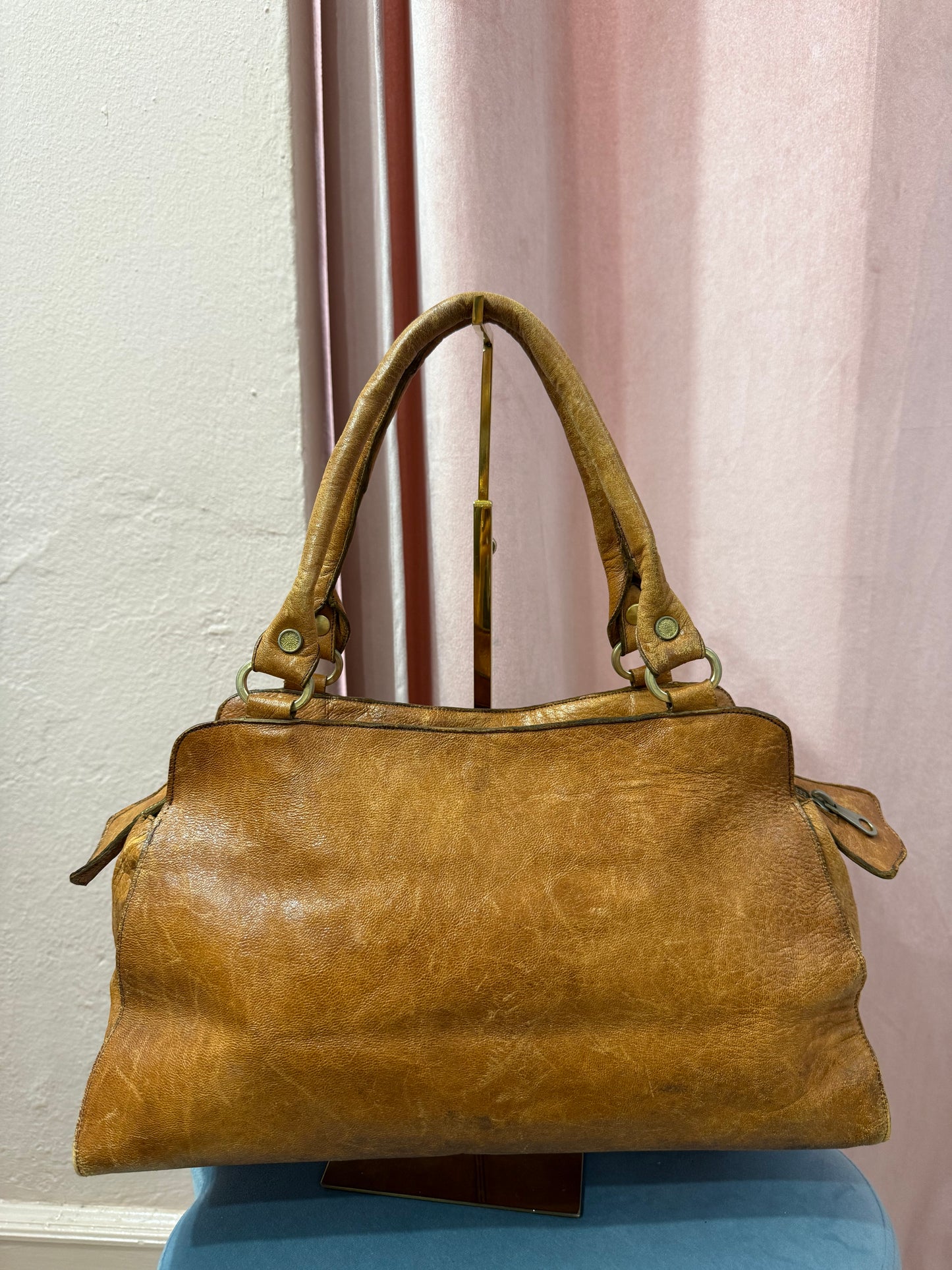 Borsa in pelle color cuoio y2k