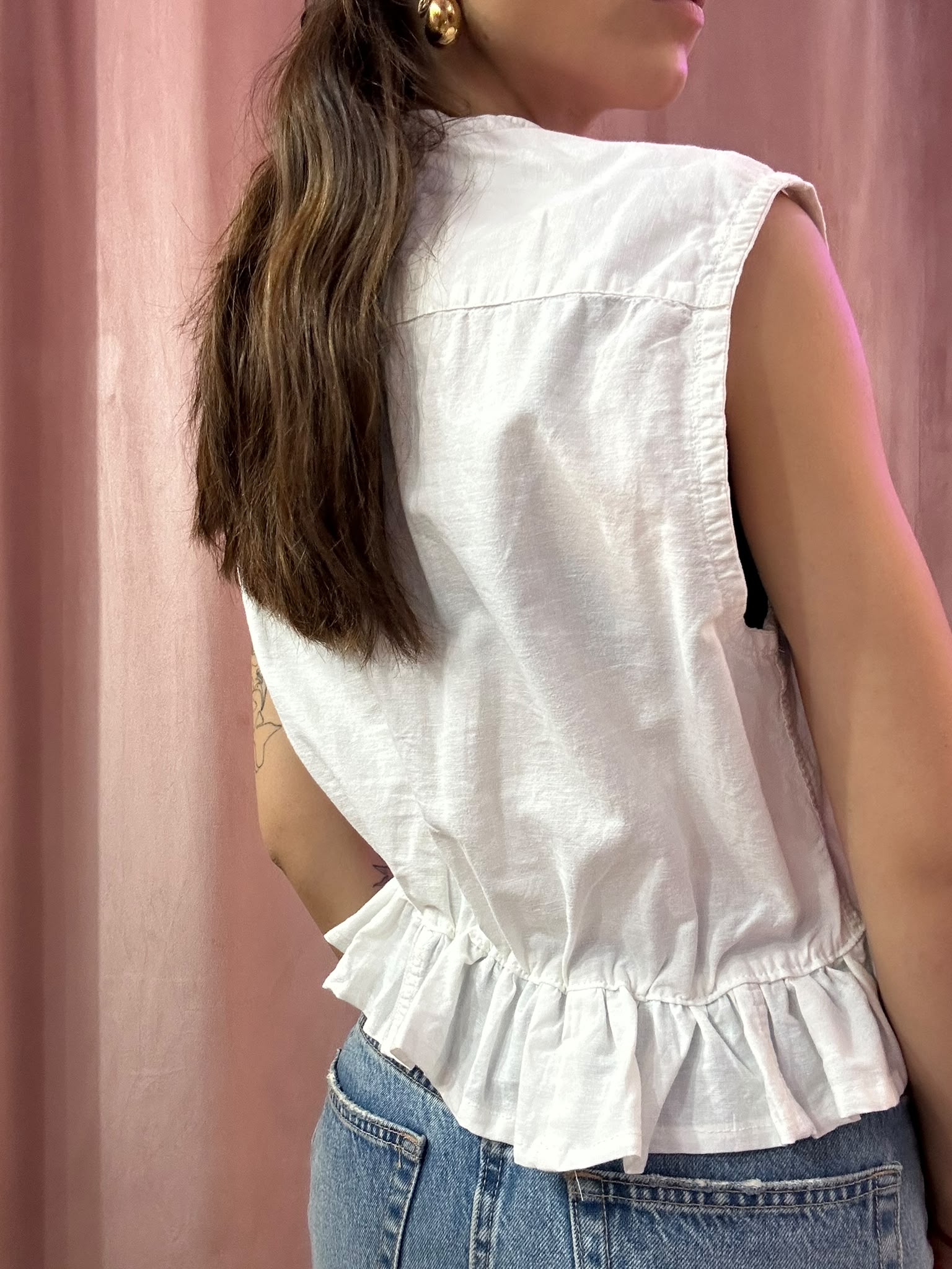 Camicia Tommy Hilfiger upcycling volant bianca