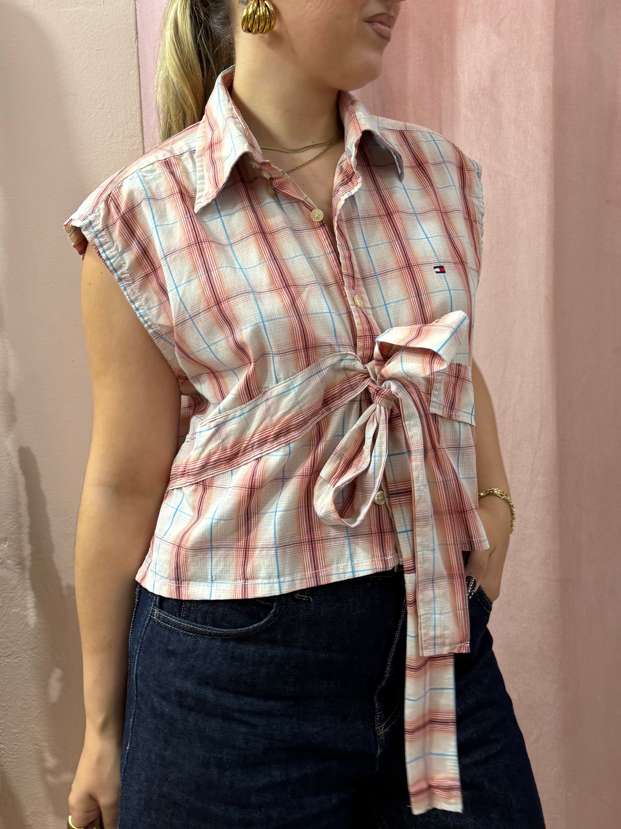 Camicia Tommy Hilfiger upcycling fiocco a quadri