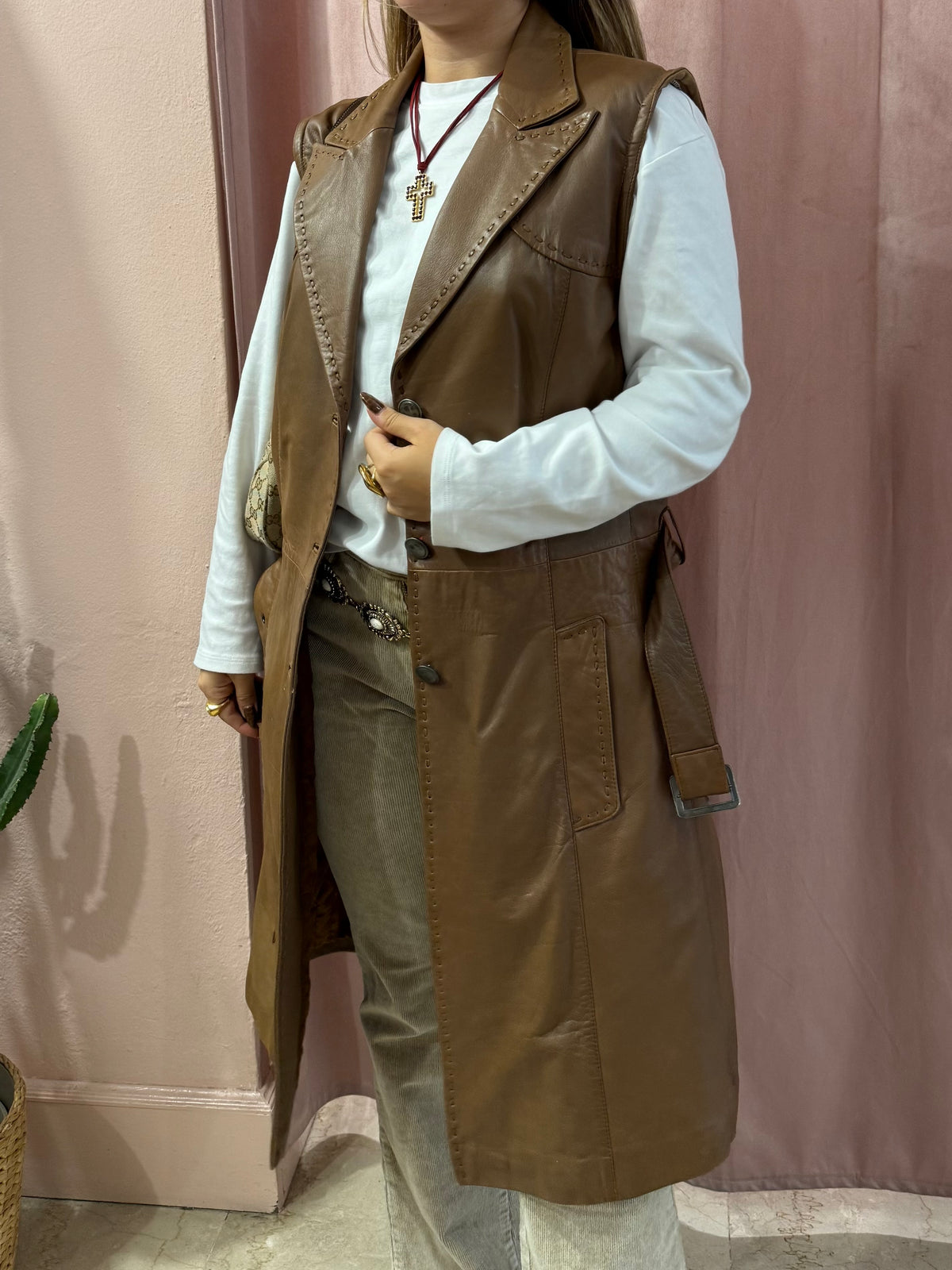 Smanicato in vera pelle biscotto