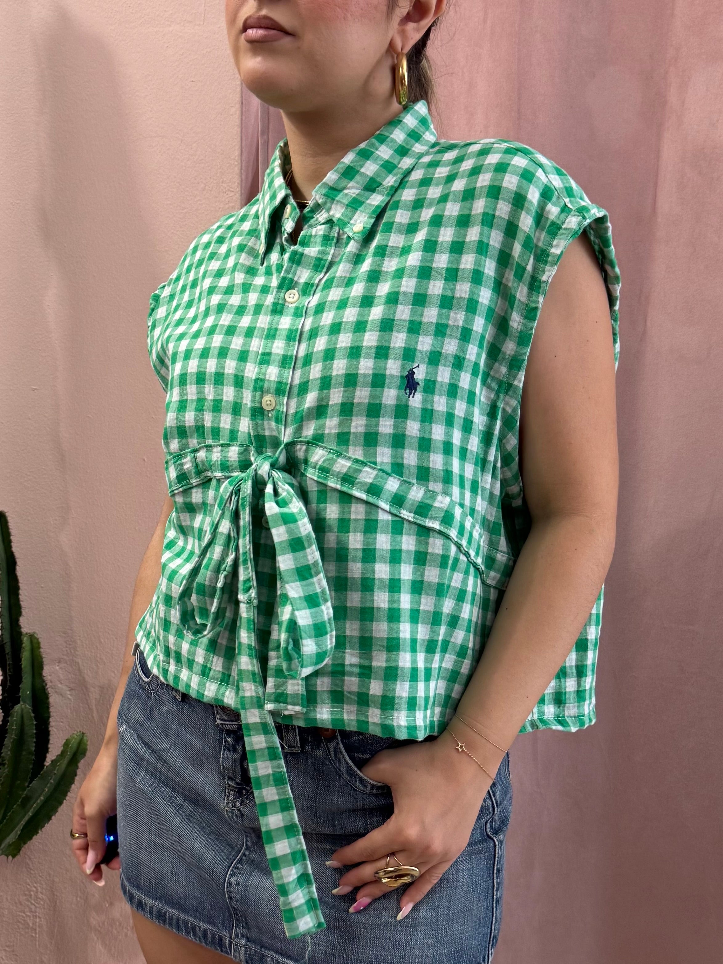 Camicia Ralph Laurent upcycling vichy verde