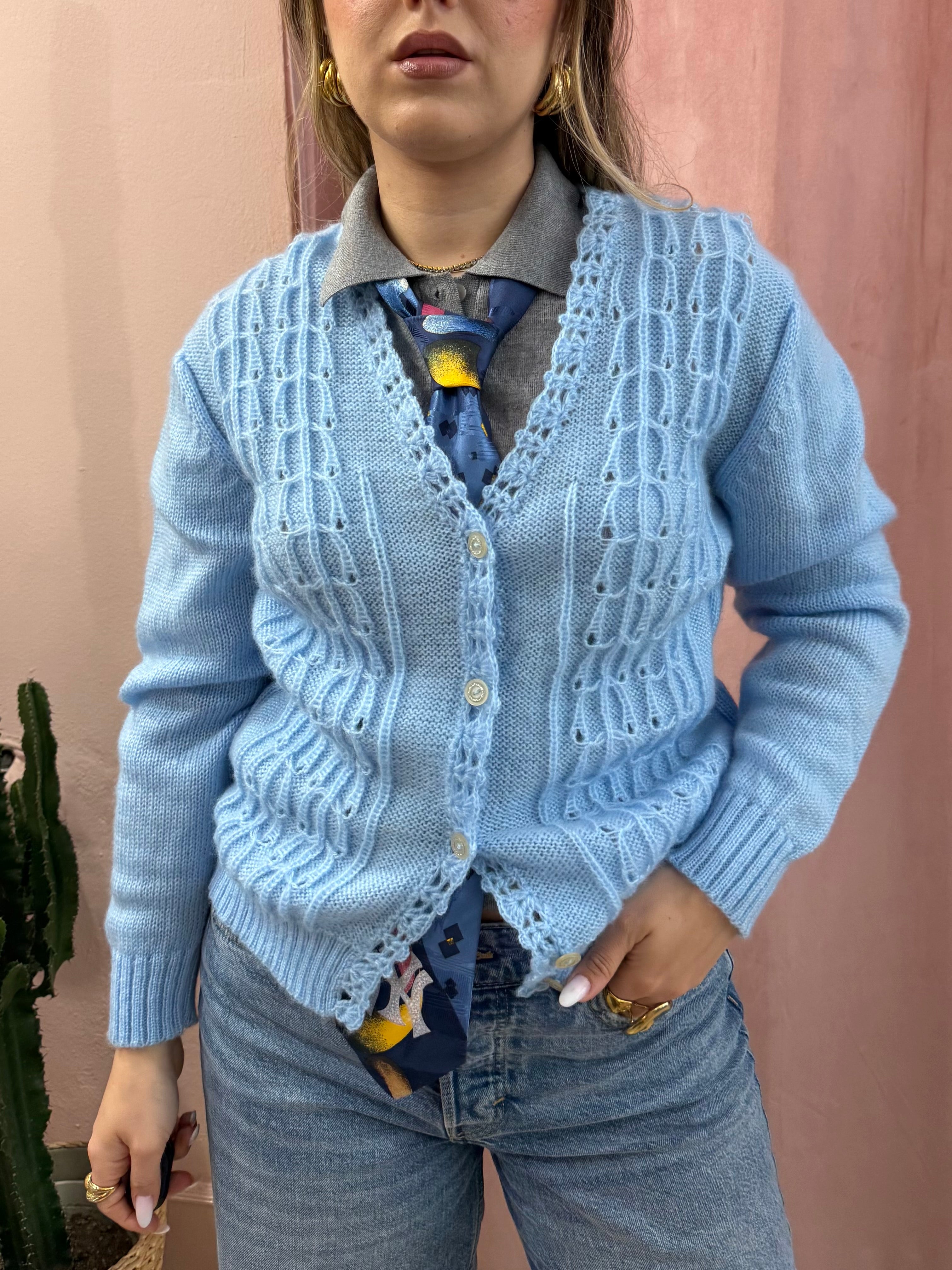 cardigan azzurro baby